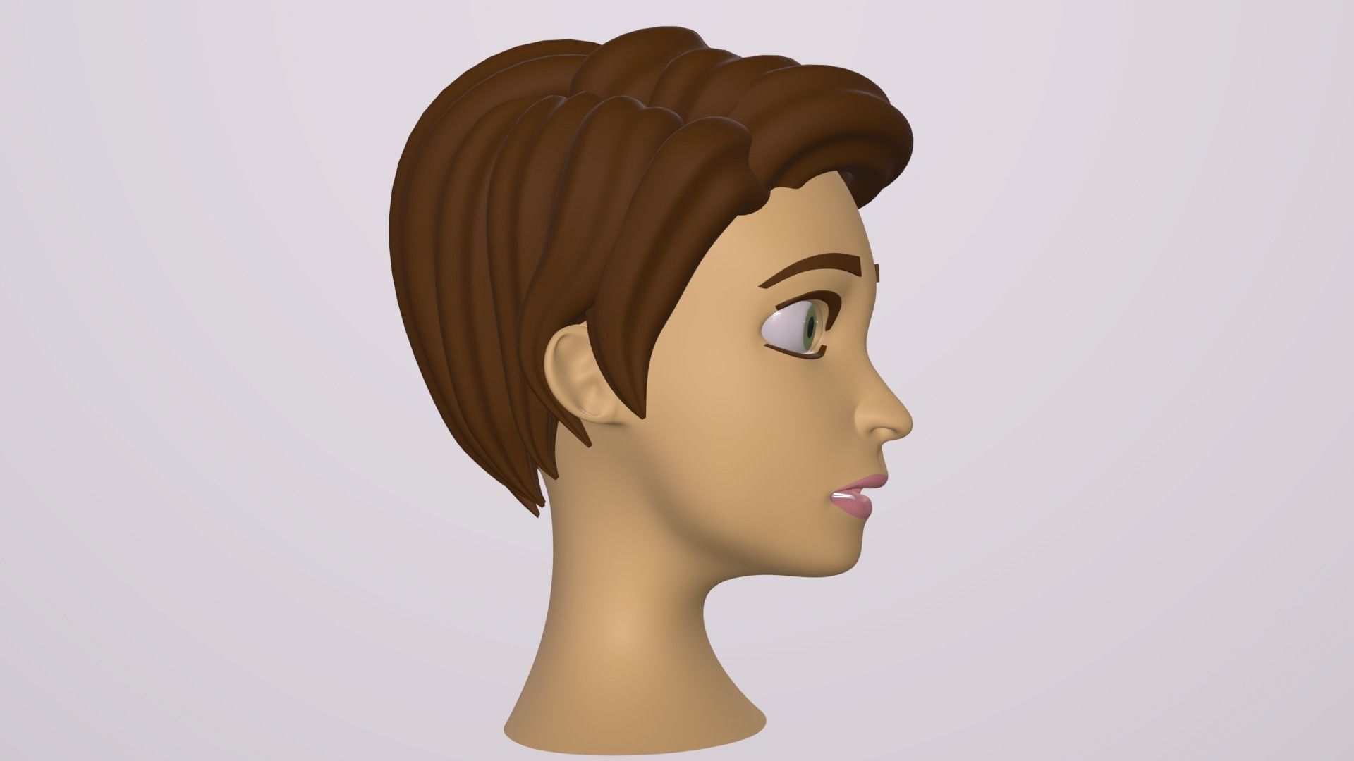 Male Head Stylized Base mesh with Hair in blender curve Low-poly 3D model_4