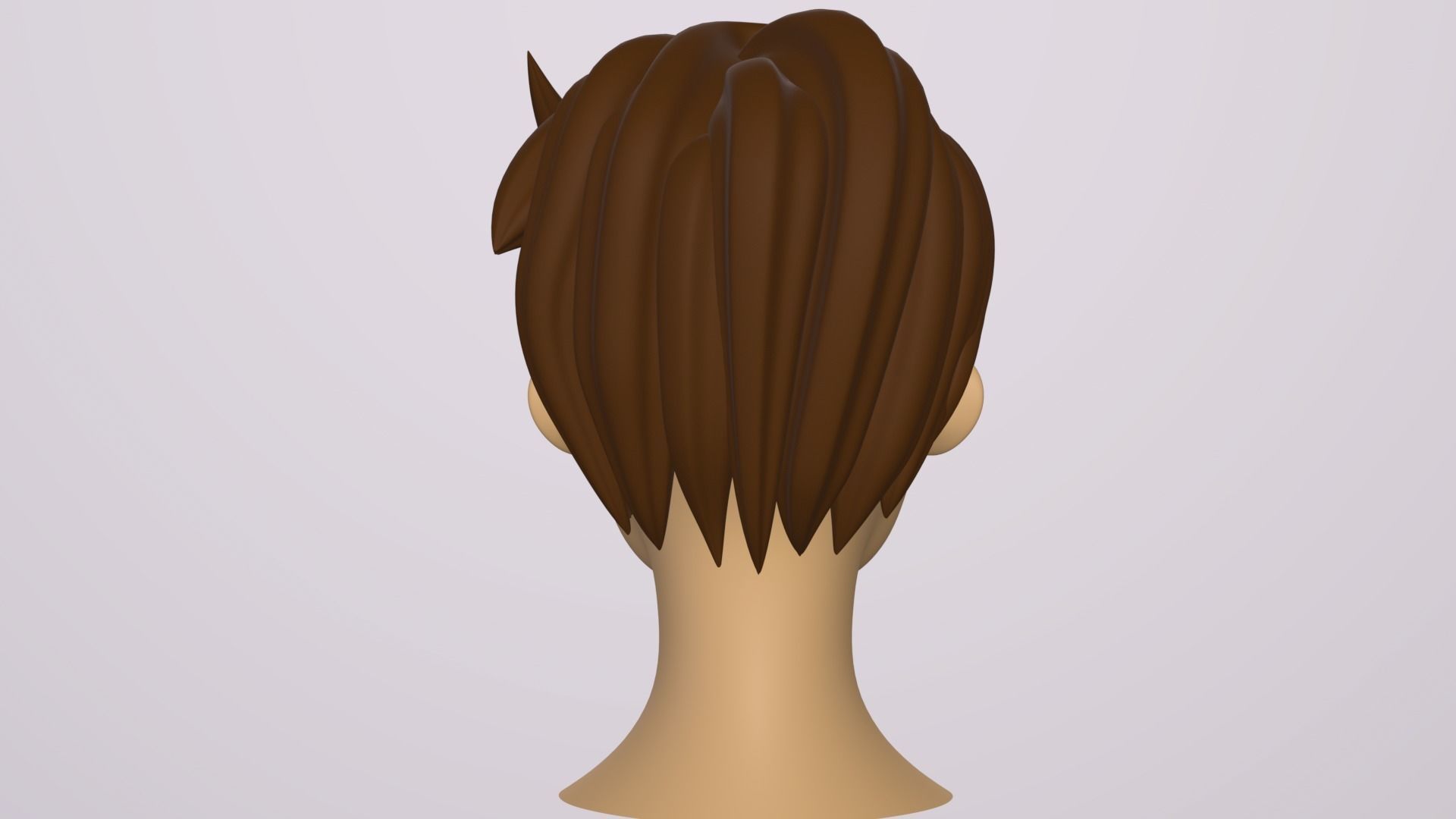 Male Head Stylized Base mesh with Hair in blender curve Low-poly 3D model_7