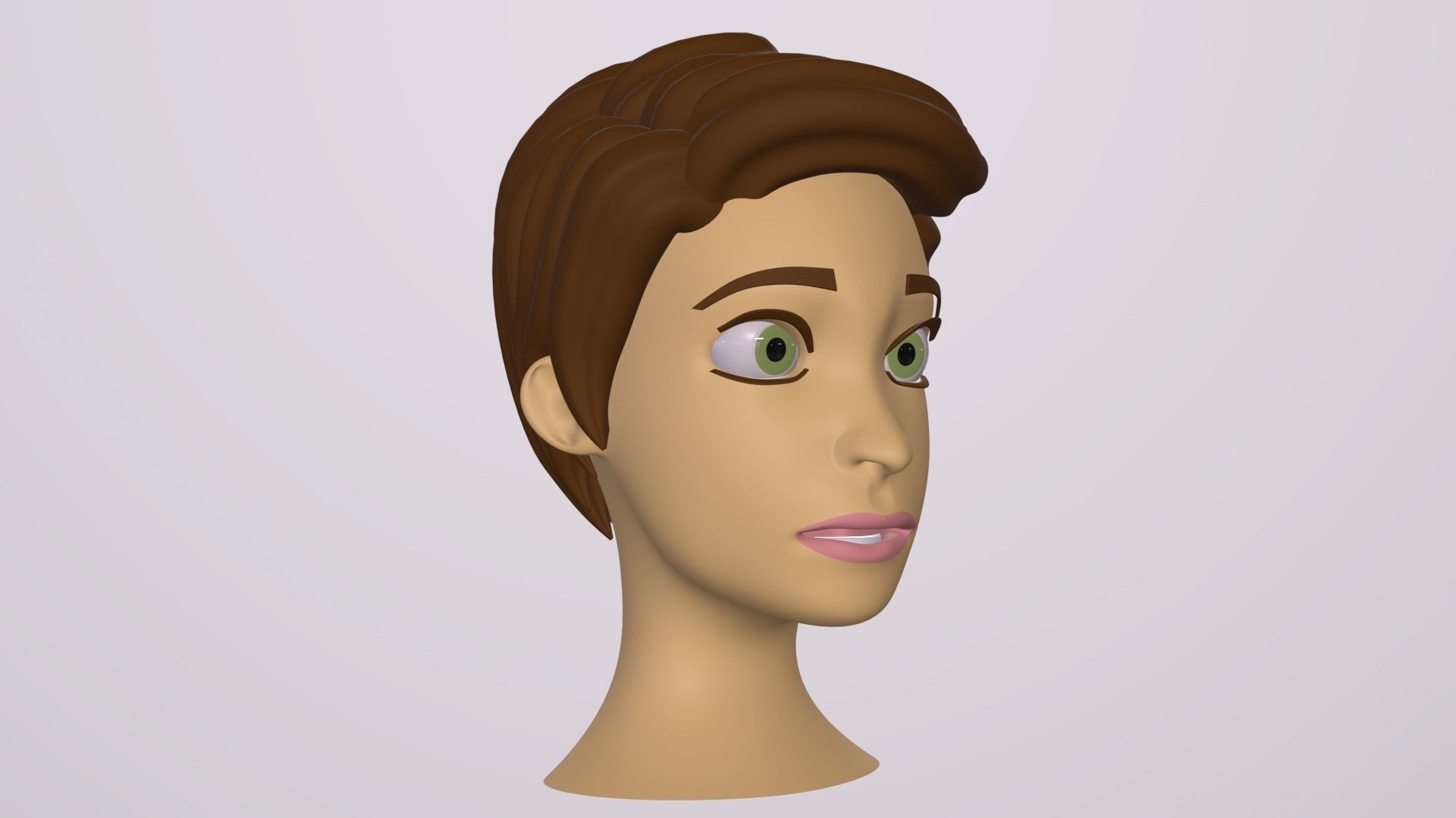 Male Head Stylized Base mesh with Hair in blender curve Low-poly 3D model_3
