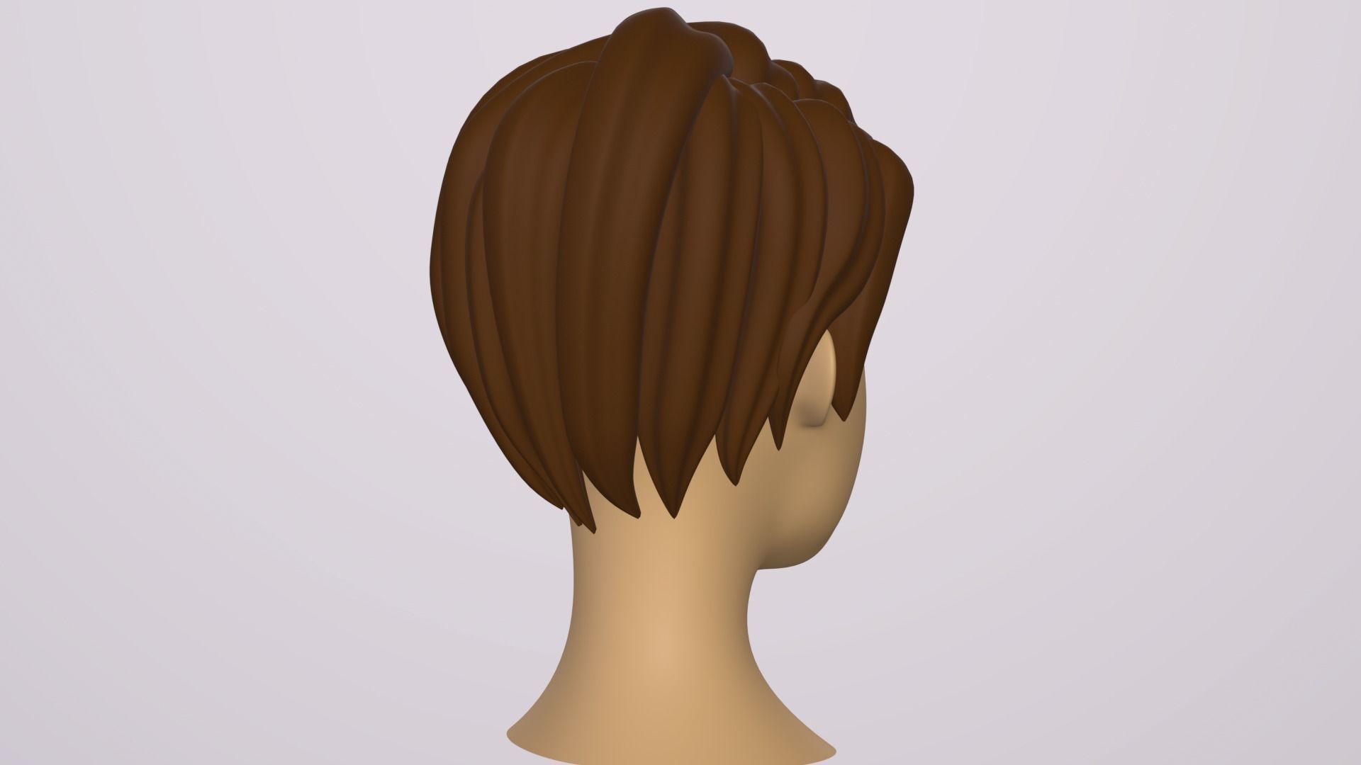 Male Head Stylized Base mesh with Hair in blender curve Low-poly 3D model_6