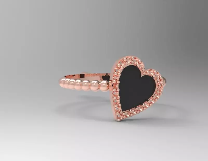 heart shaped ring 3D print model_0