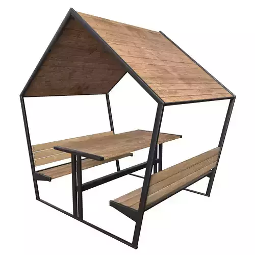 Gazebo wooden picnic table with roof