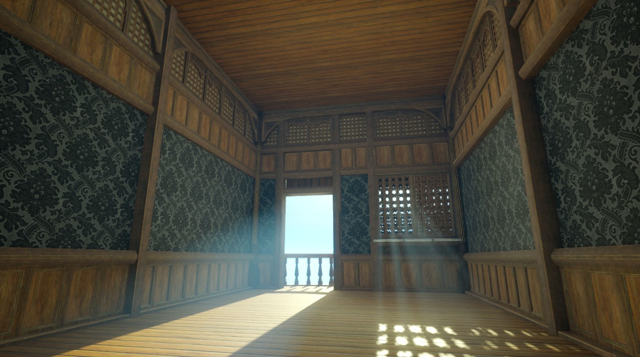 Medieval House library- interior and exterior design Low-poly 3D model_64