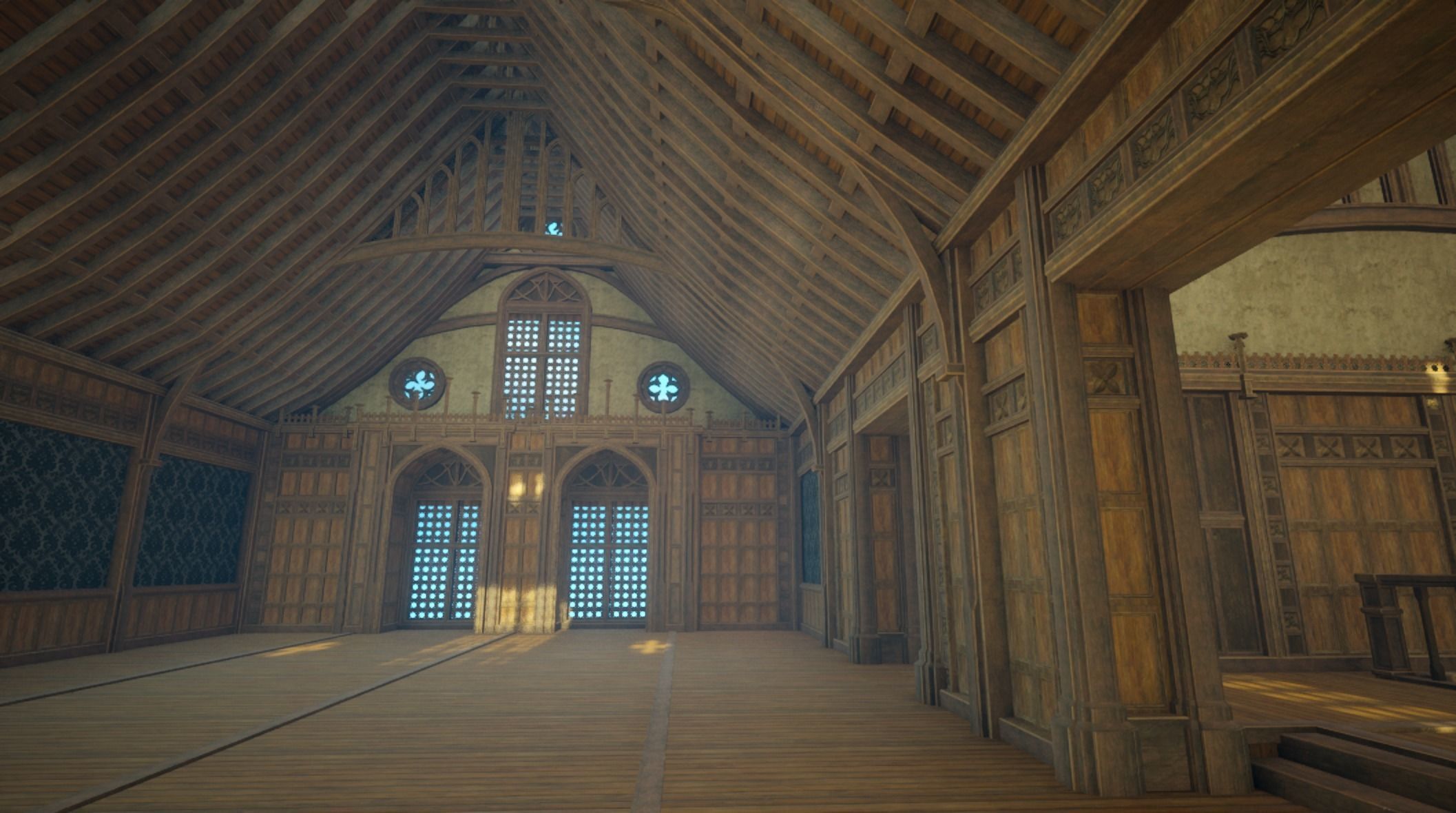 Medieval House library- interior and exterior design Low-poly 3D model_49
