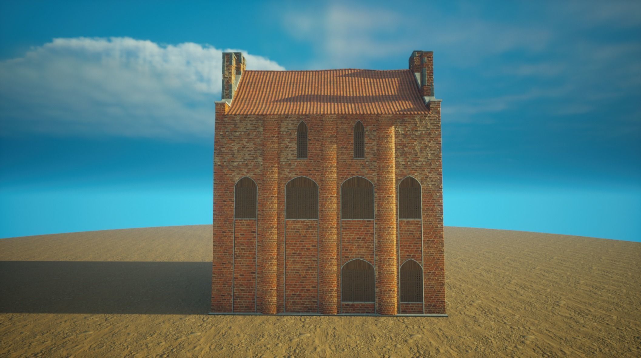 Medieval House library- interior and exterior design Low-poly 3D model_7