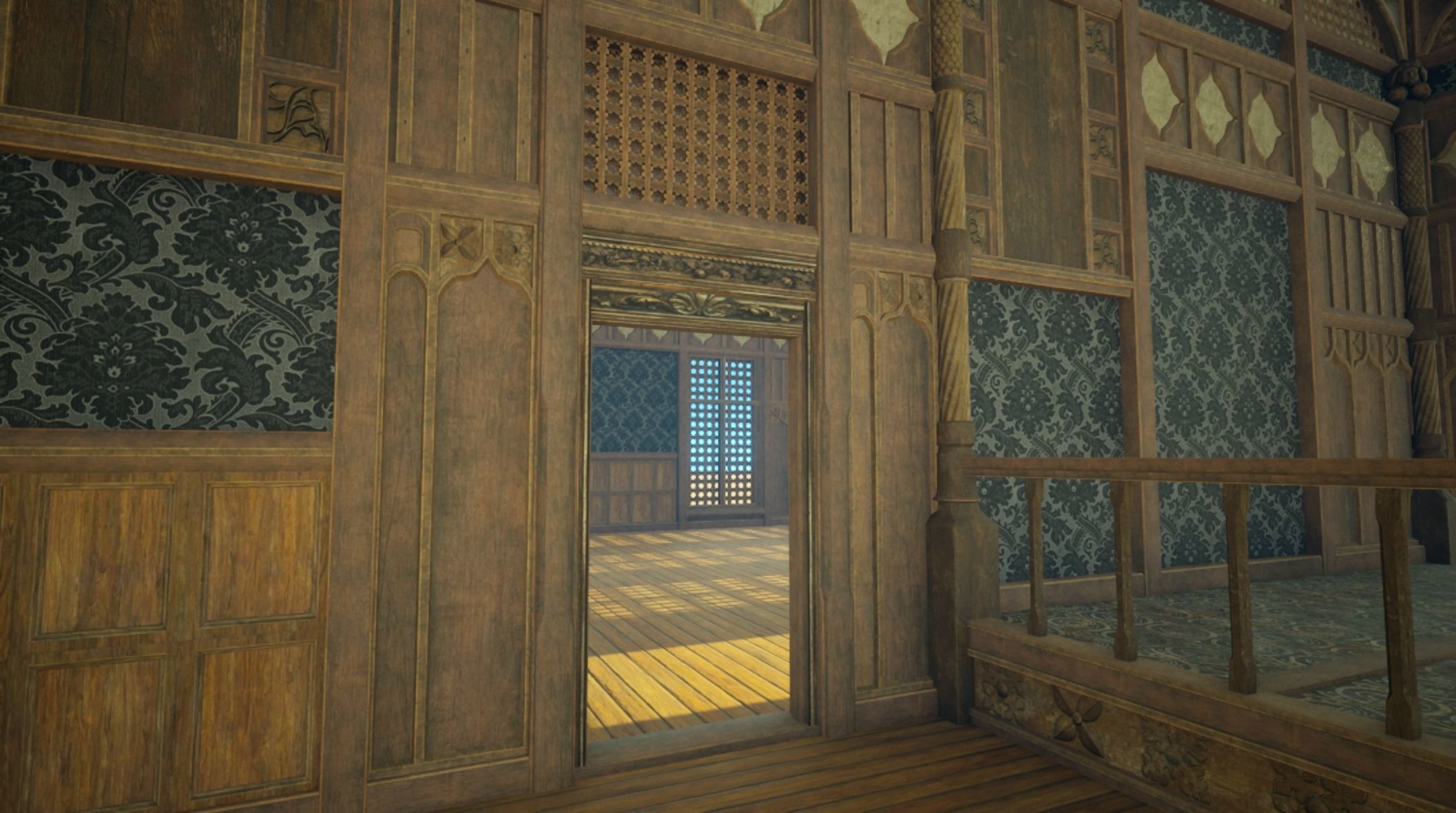 Medieval House library- interior and exterior design Low-poly 3D model_33