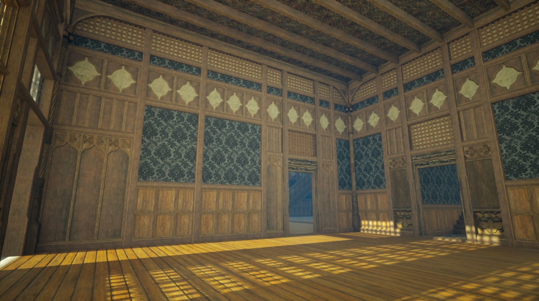 Medieval House library- interior and exterior design Low-poly 3D model_36