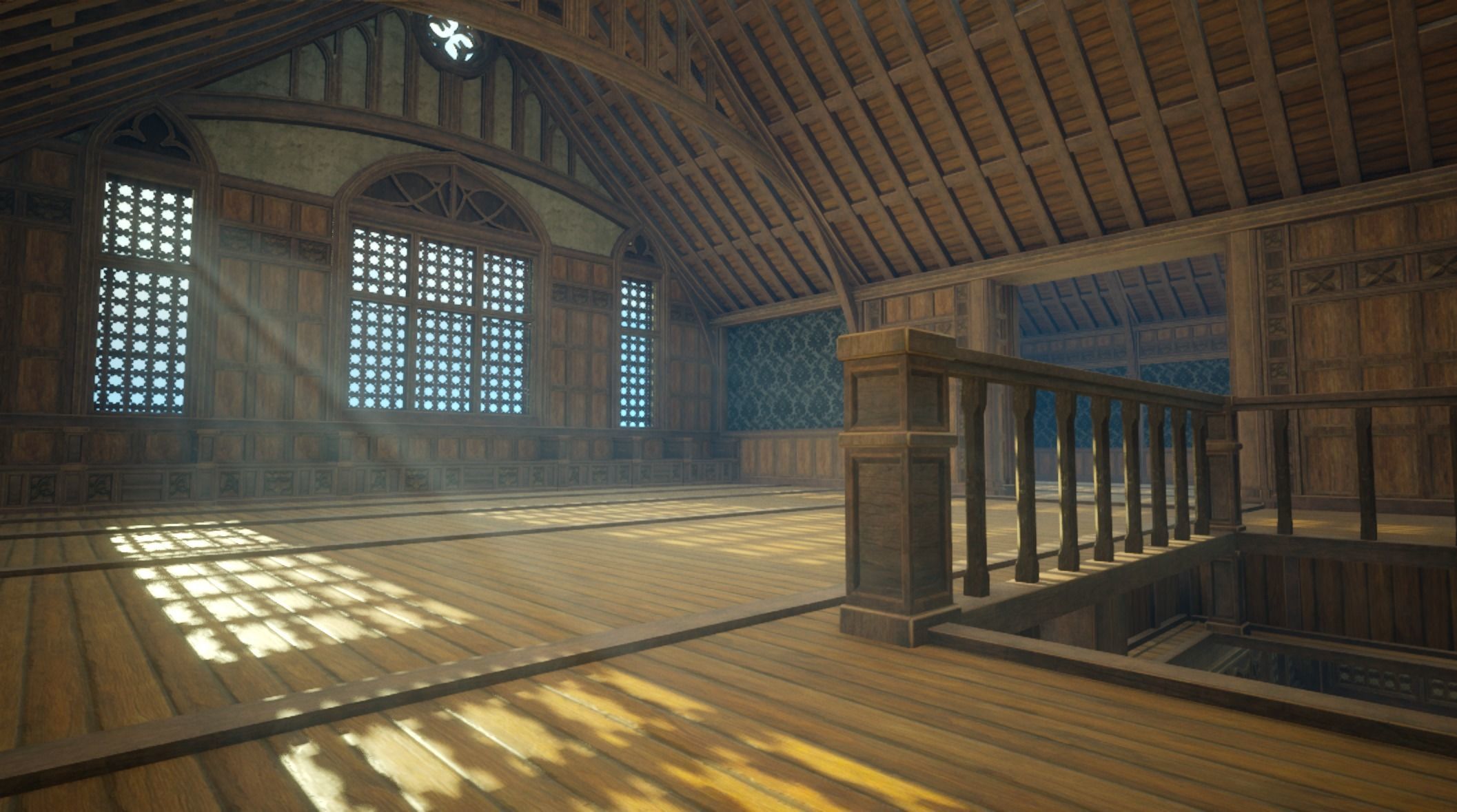 Medieval House library- interior and exterior design Low-poly 3D model_43