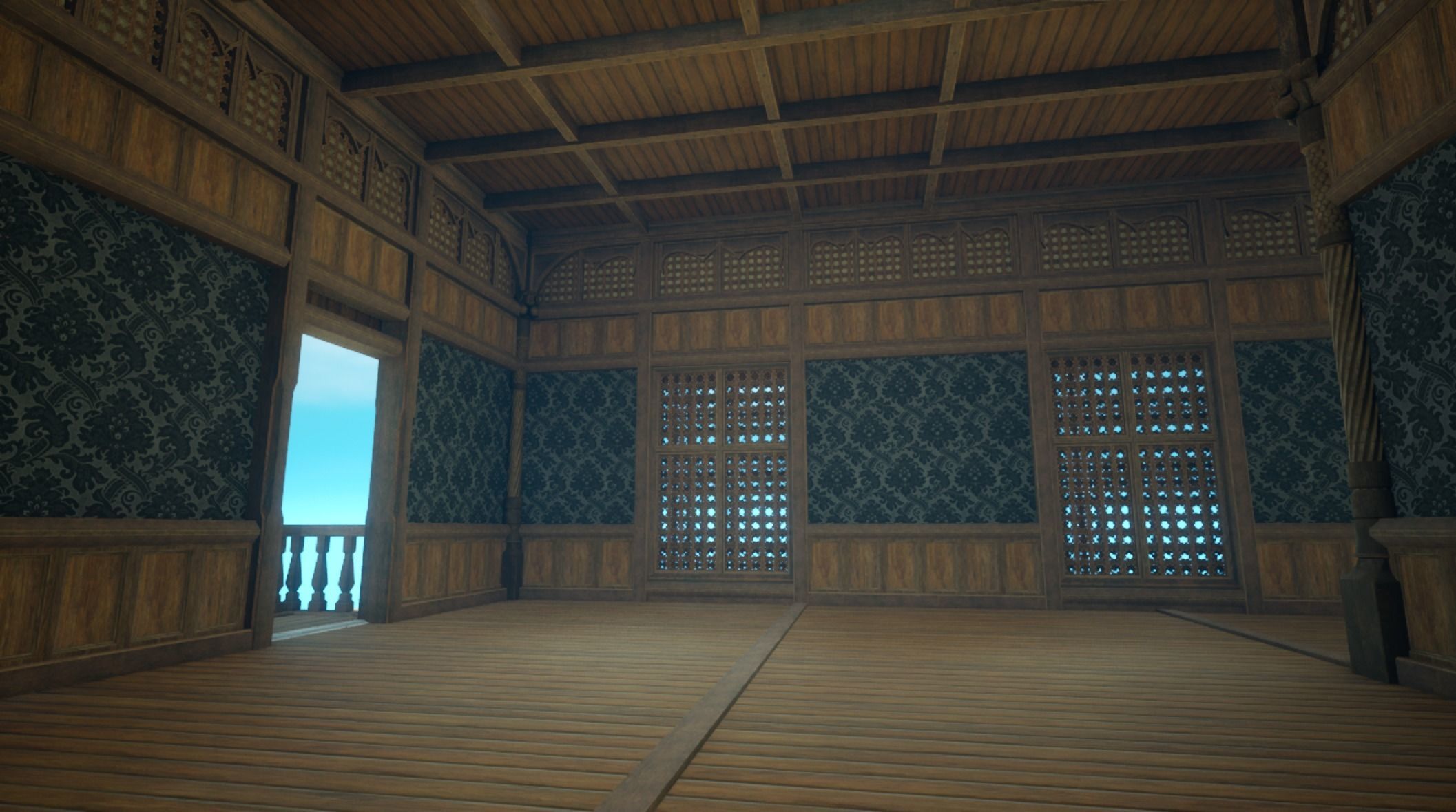 Medieval House library- interior and exterior design Low-poly 3D model_28