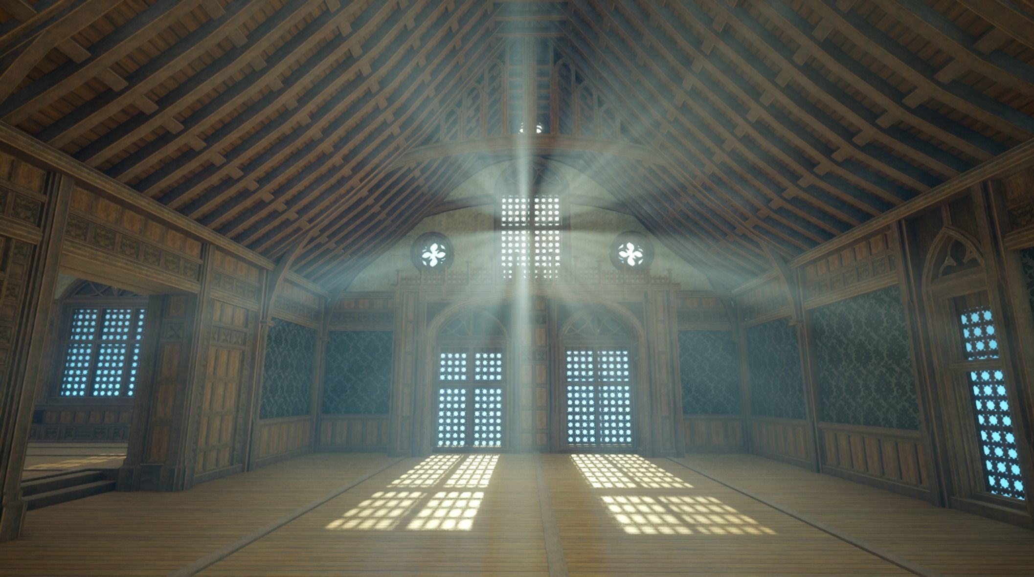 Medieval House library- interior and exterior design Low-poly 3D model_51