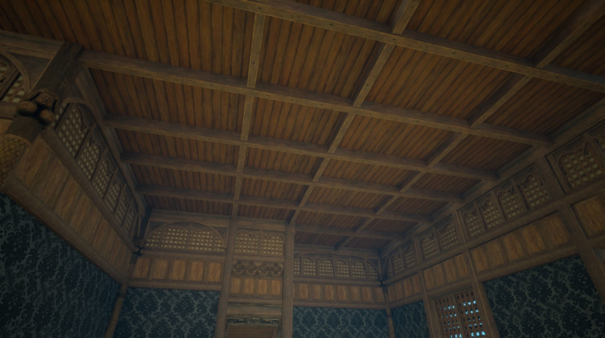 Medieval House library- interior and exterior design Low-poly 3D model_31