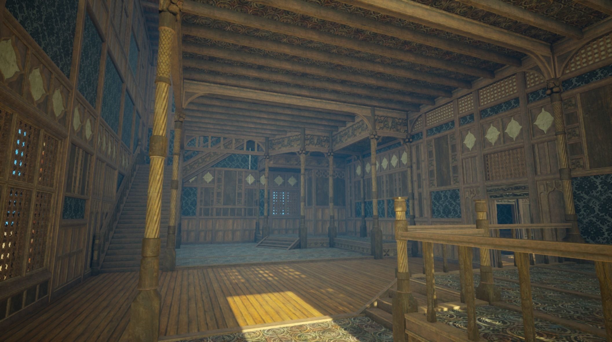 Medieval House library- interior and exterior design Low-poly 3D model_17