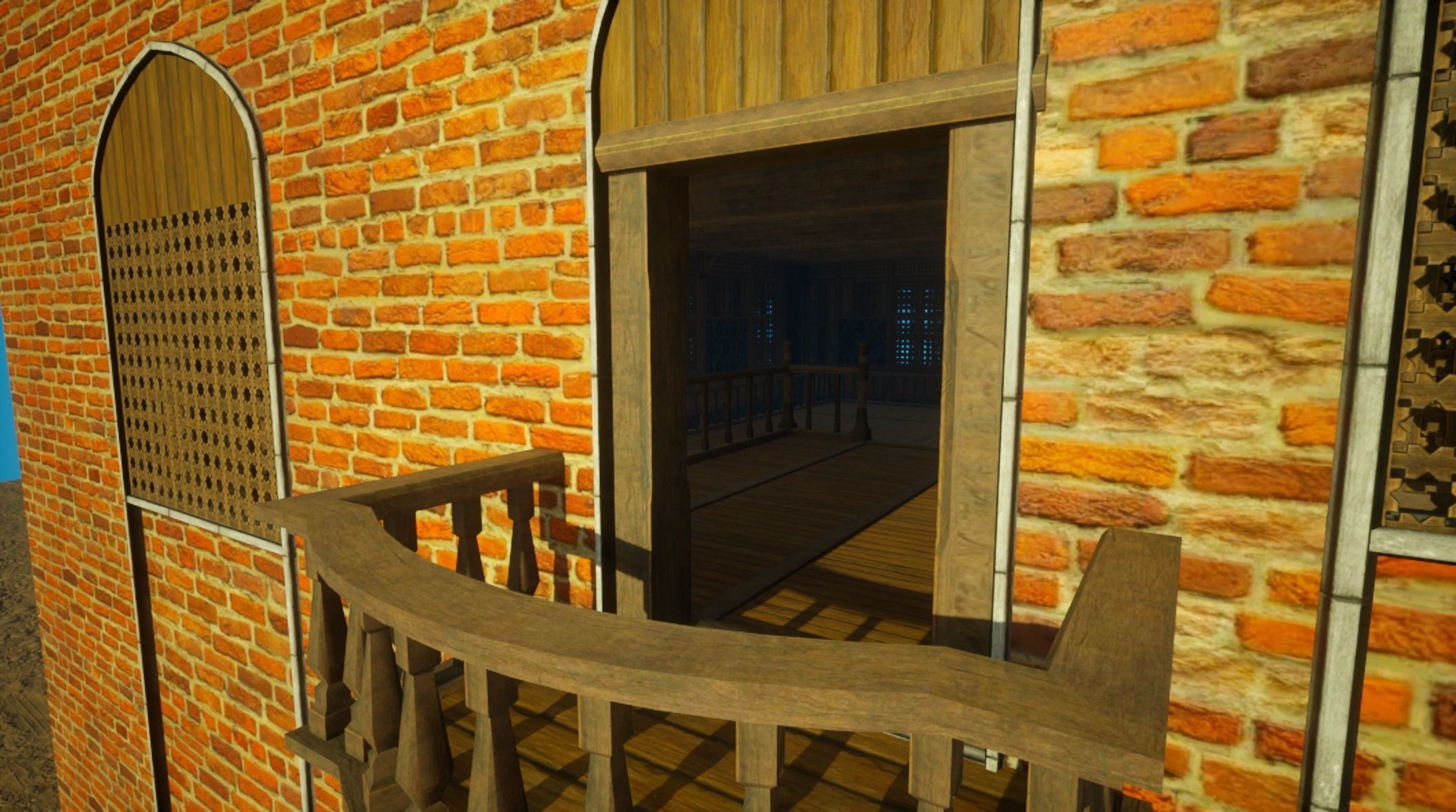 Medieval House library- interior and exterior design Low-poly 3D model_14