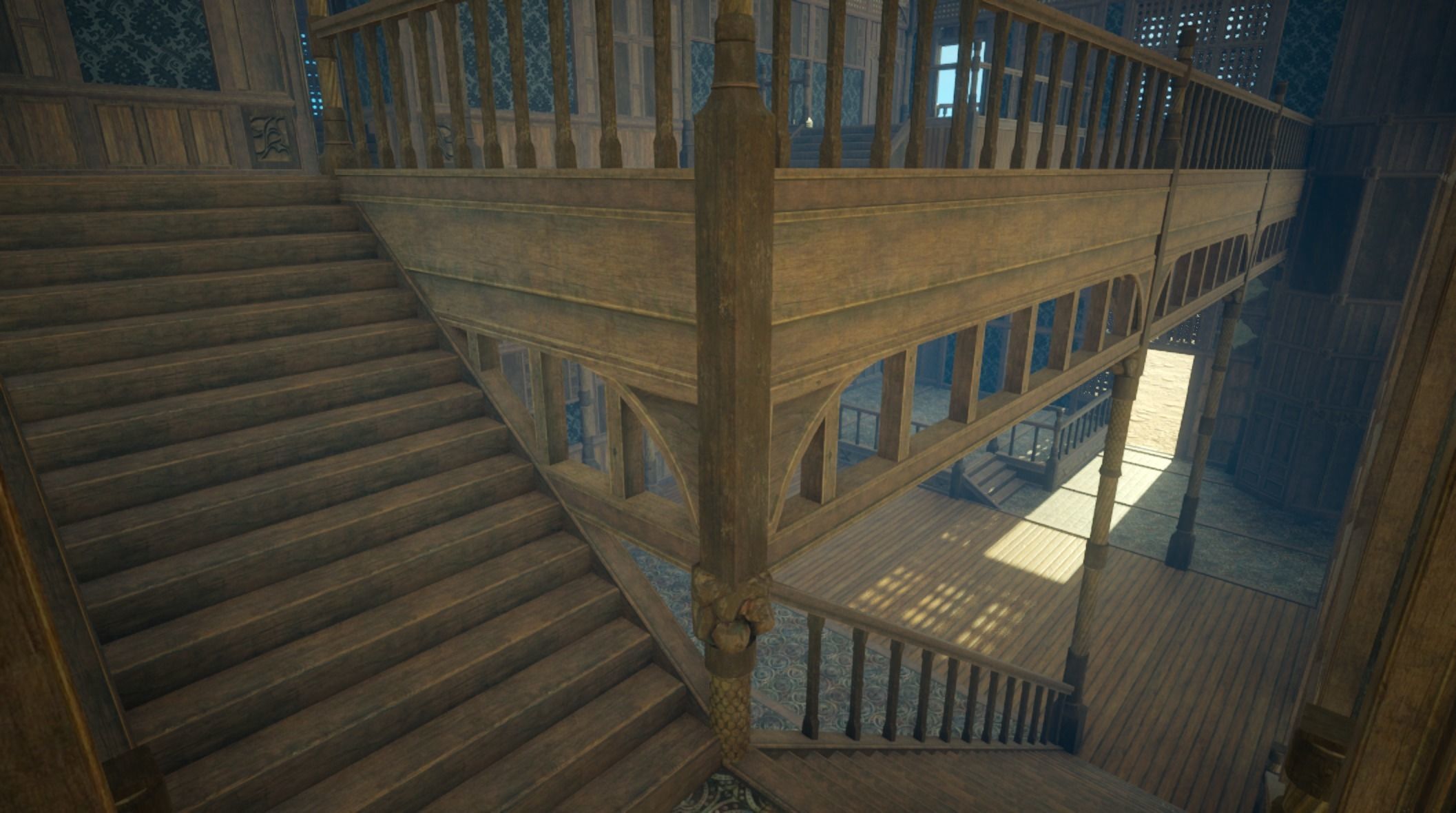 Medieval House library- interior and exterior design Low-poly 3D model_22