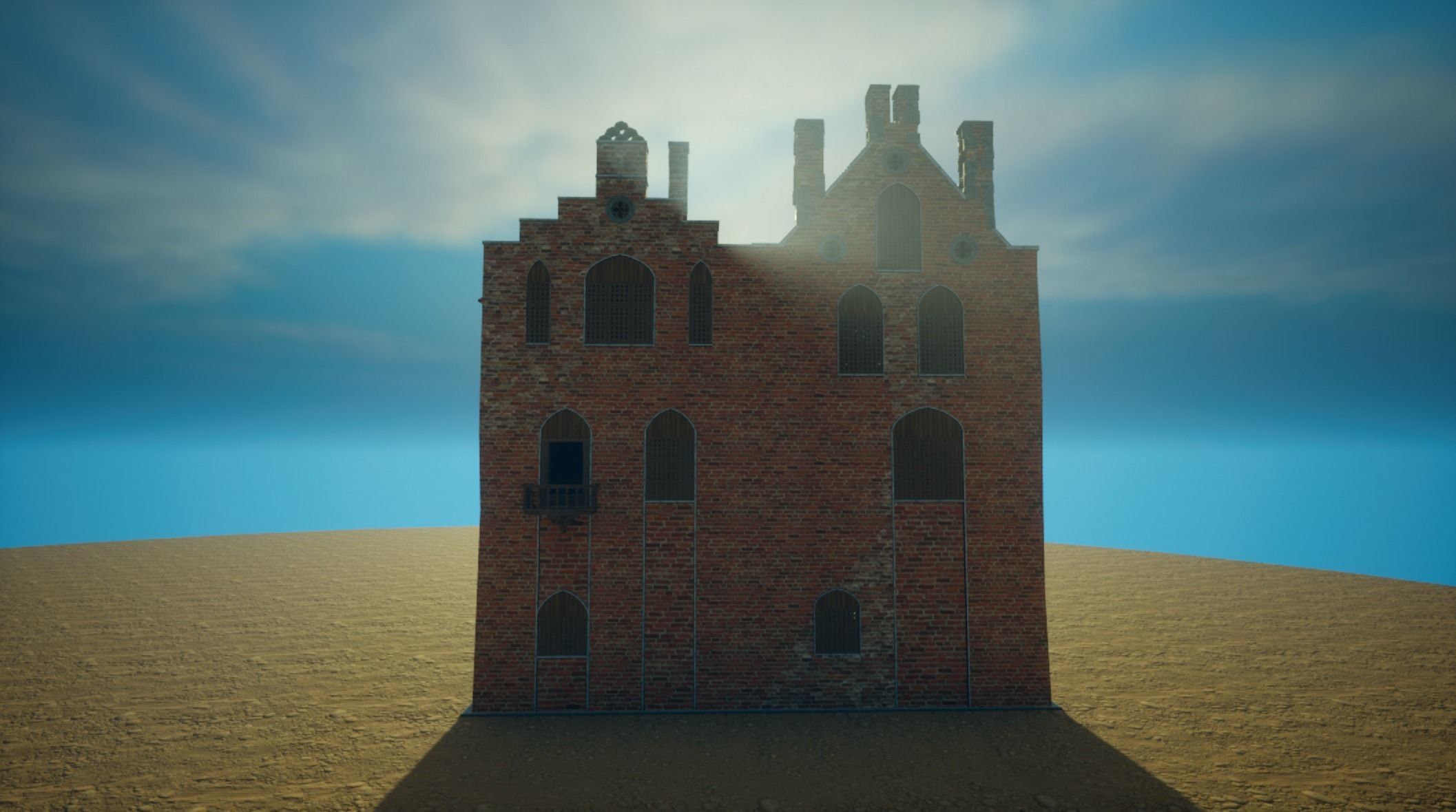 Medieval House library- interior and exterior design Low-poly 3D model_6