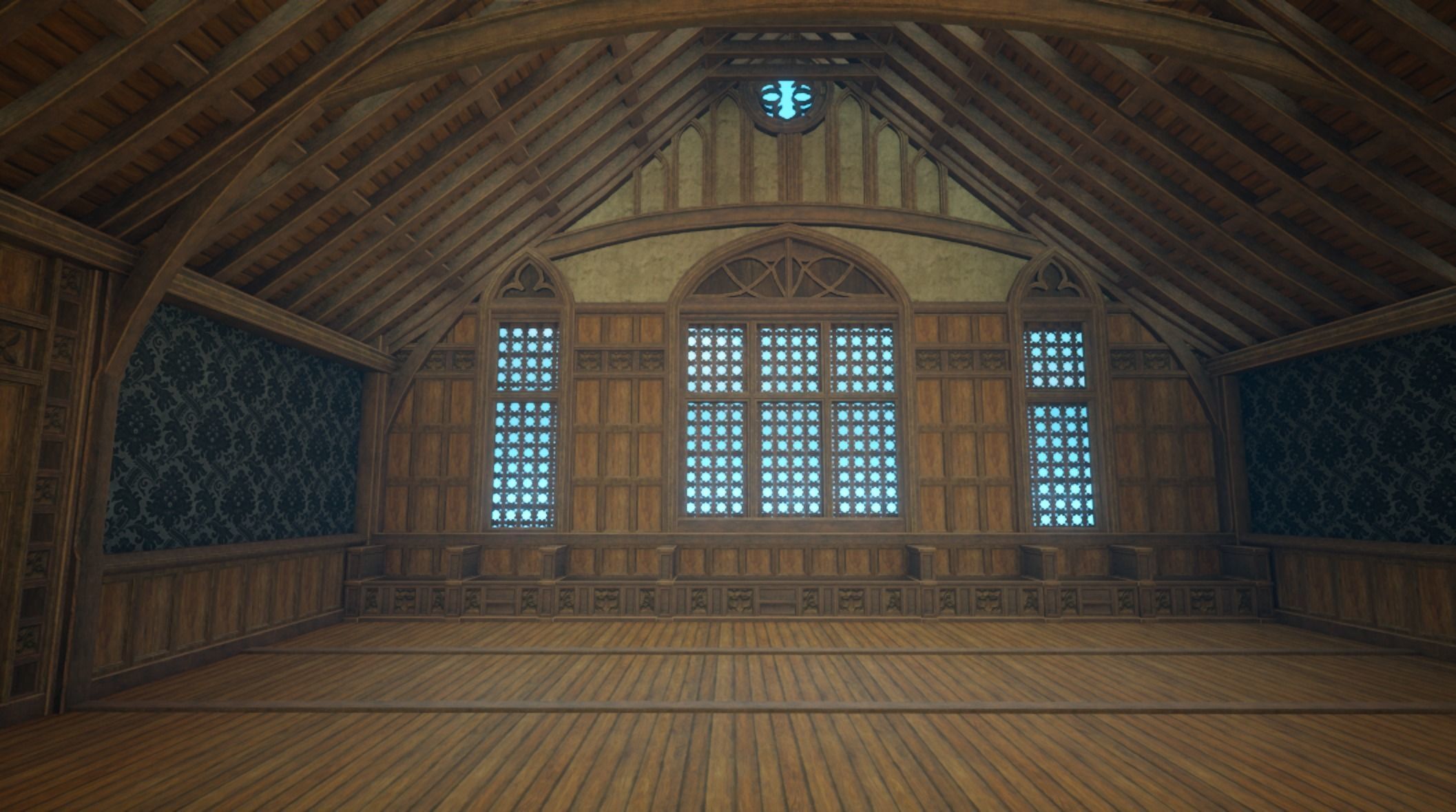 Medieval House library- interior and exterior design Low-poly 3D model_57