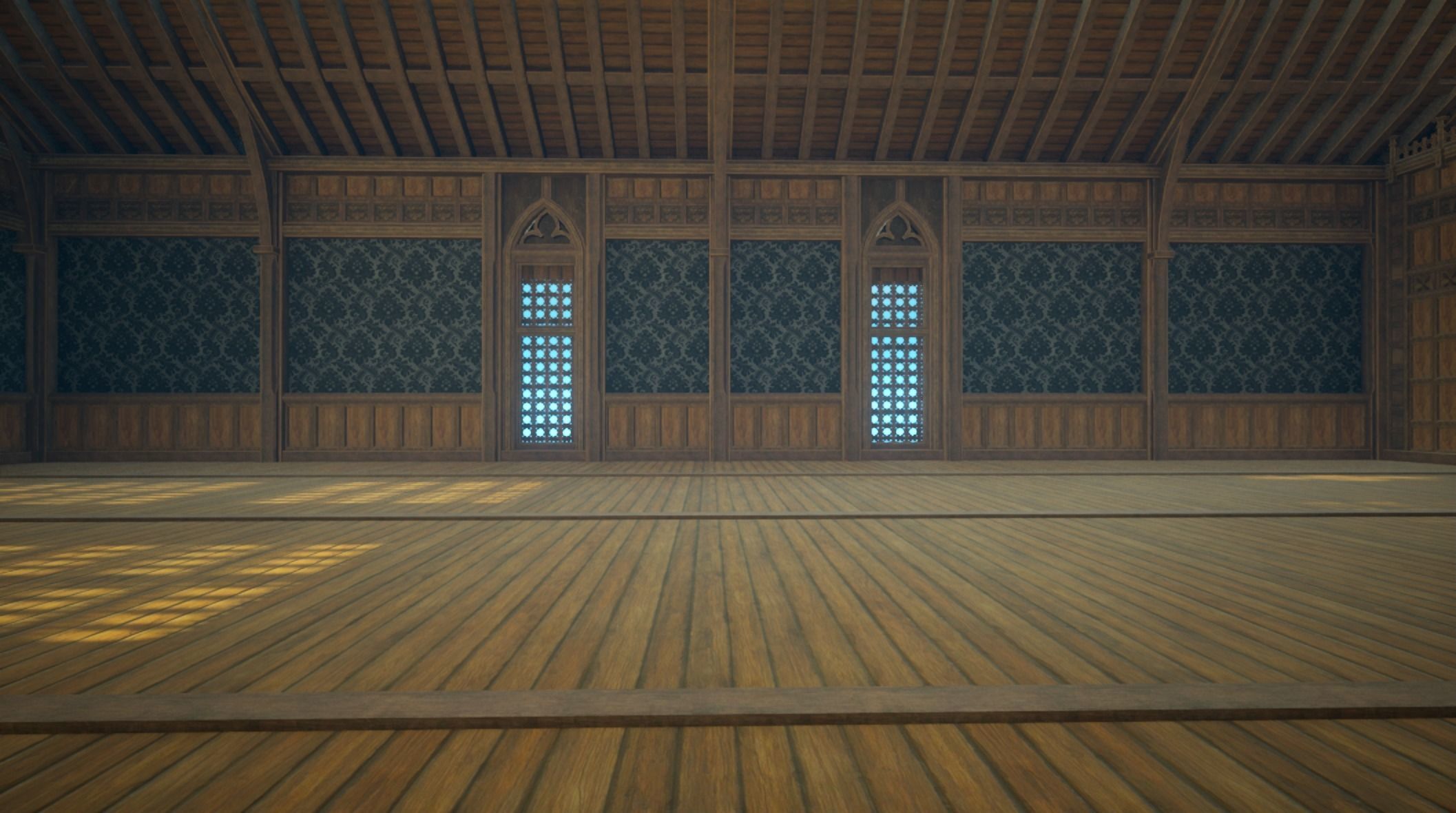 Medieval House library- interior and exterior design Low-poly 3D model_55