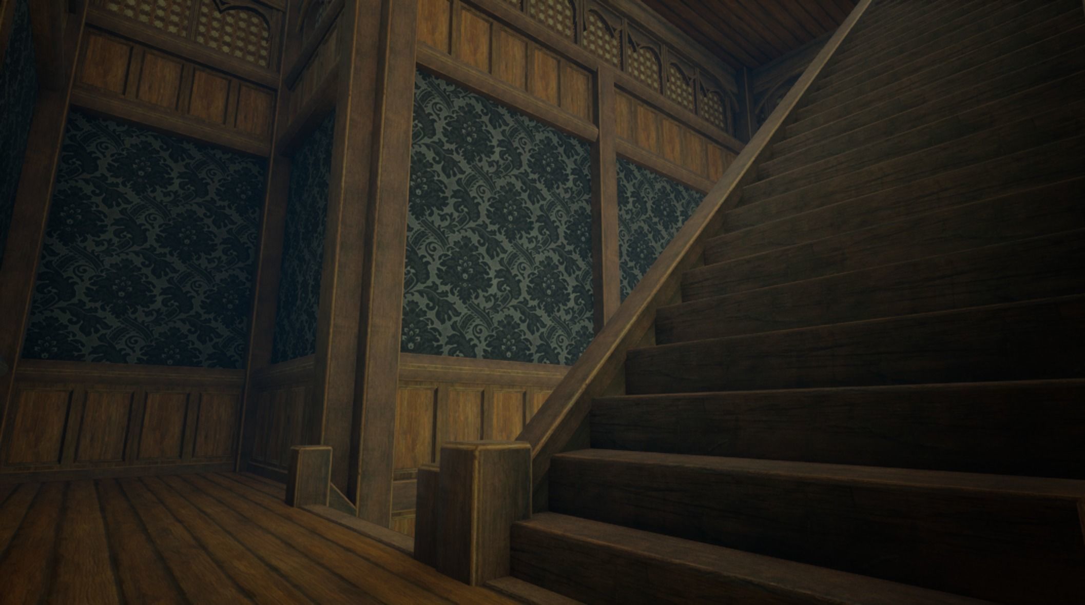 Medieval House library- interior and exterior design Low-poly 3D model_40