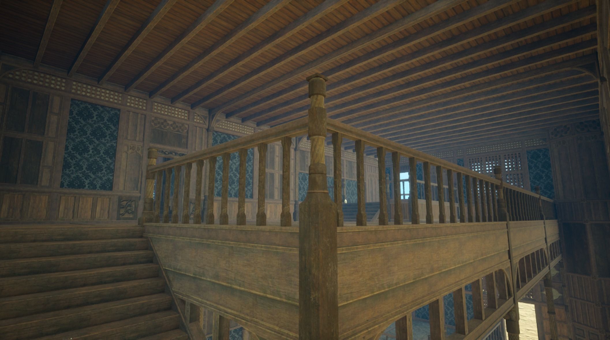 Medieval House library- interior and exterior design Low-poly 3D model_23
