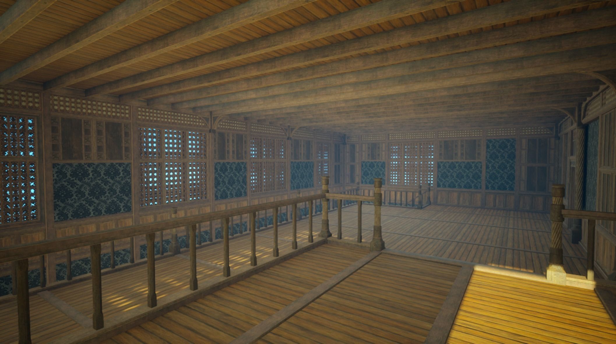 Medieval House library- interior and exterior design Low-poly 3D model_26