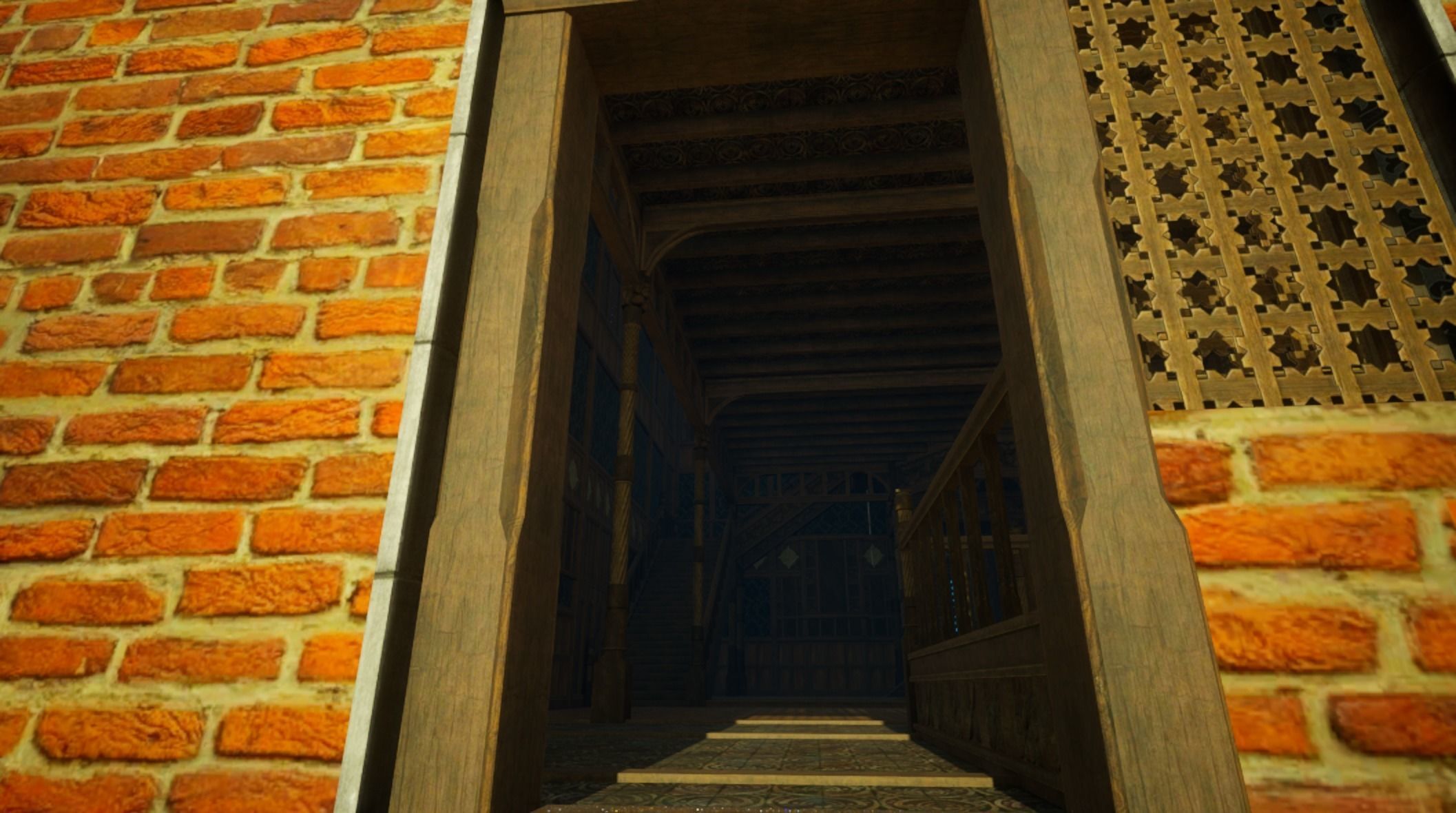 Medieval House library- interior and exterior design Low-poly 3D model_15