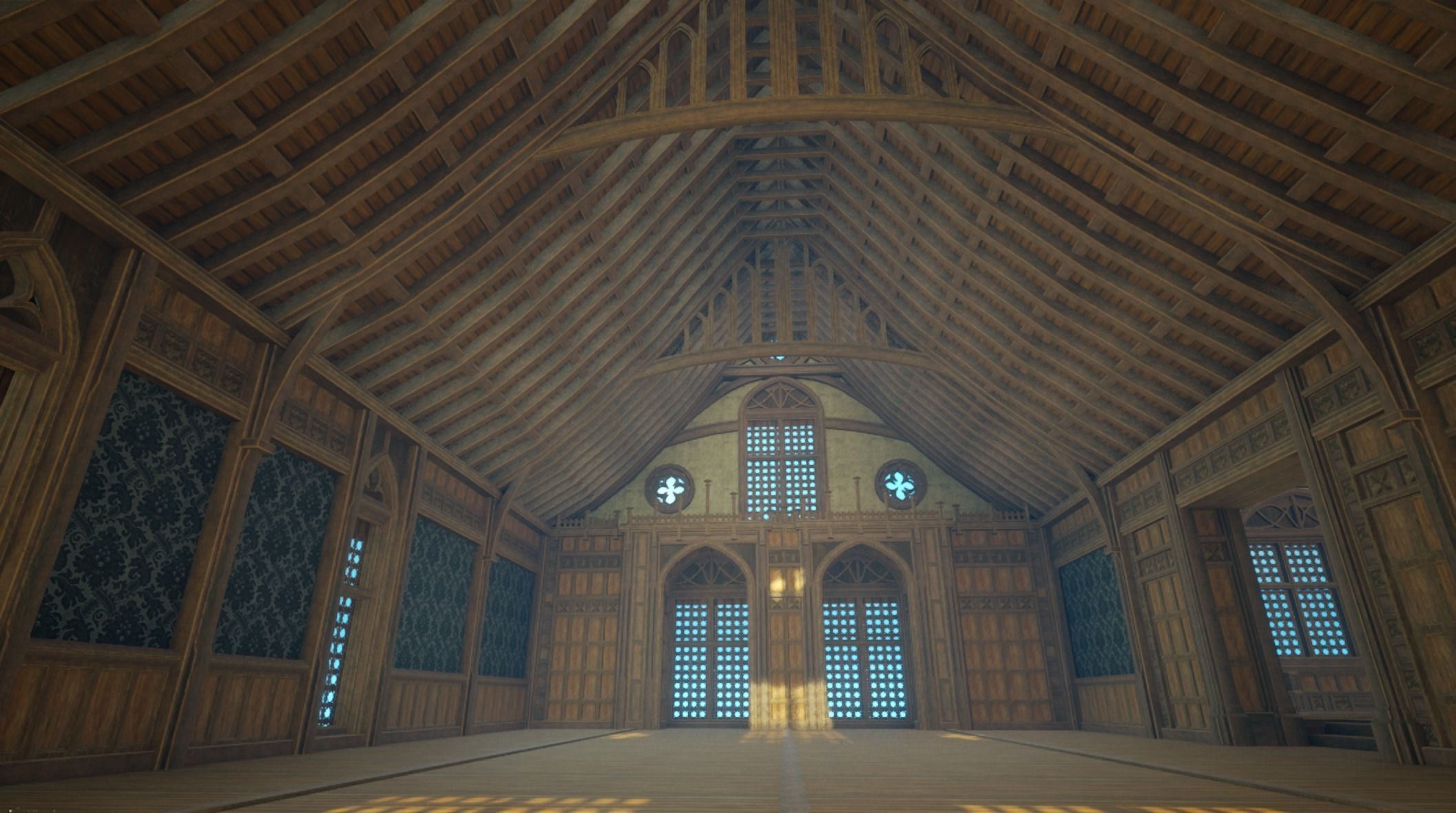 Medieval House library- interior and exterior design Low-poly 3D model_50