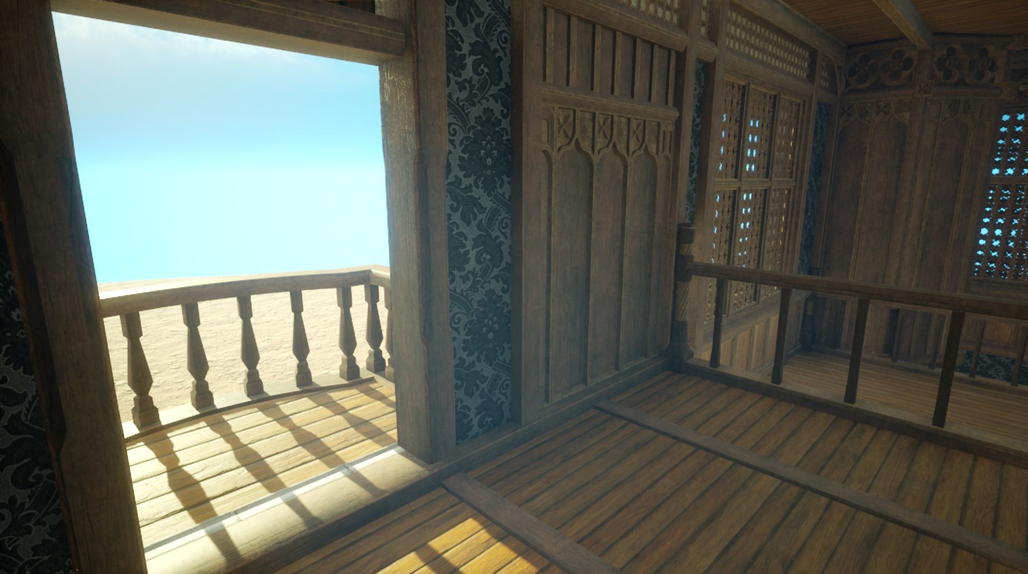 Medieval House library- interior and exterior design Low-poly 3D model_65