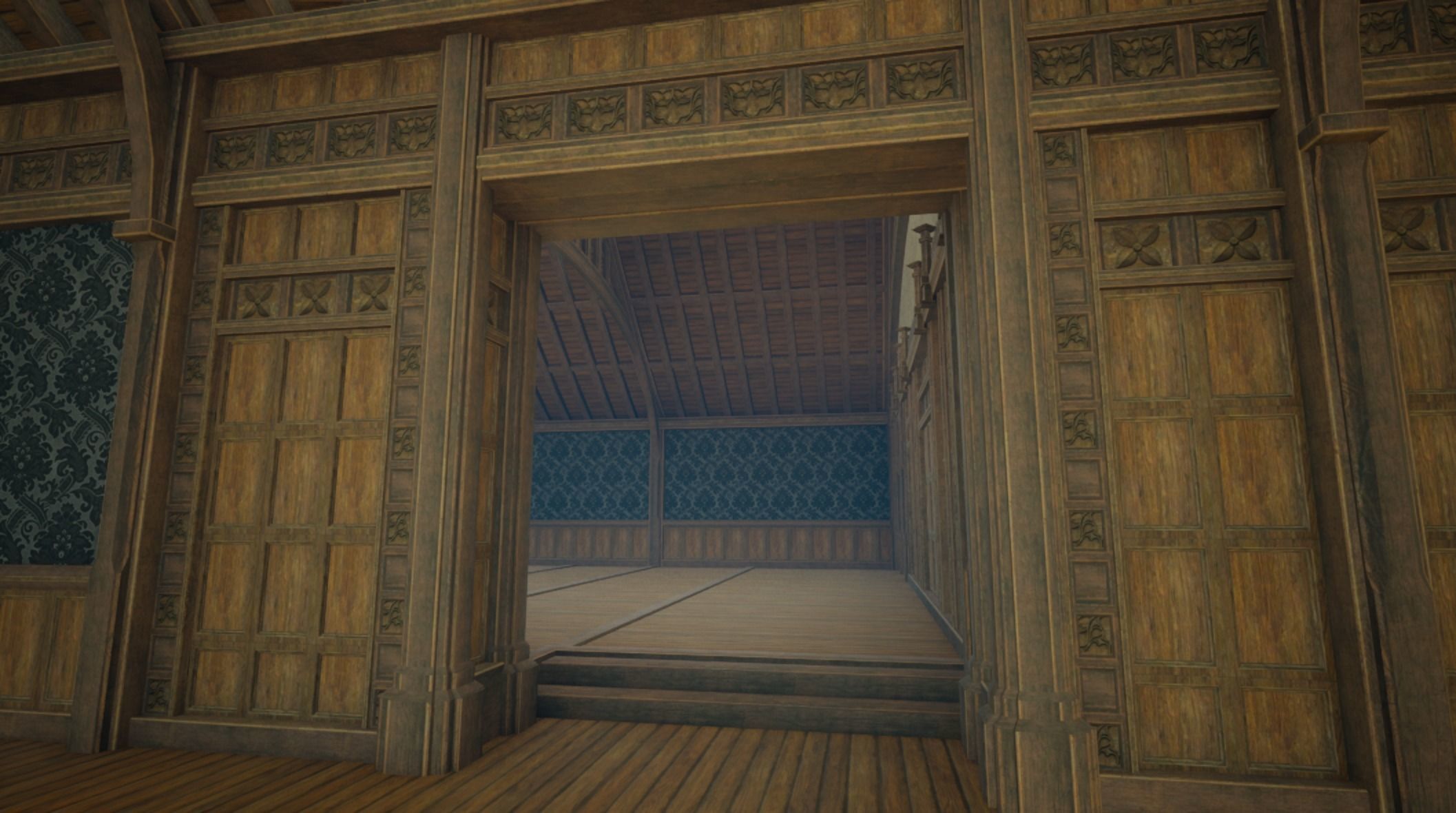 Medieval House library- interior and exterior design Low-poly 3D model_56