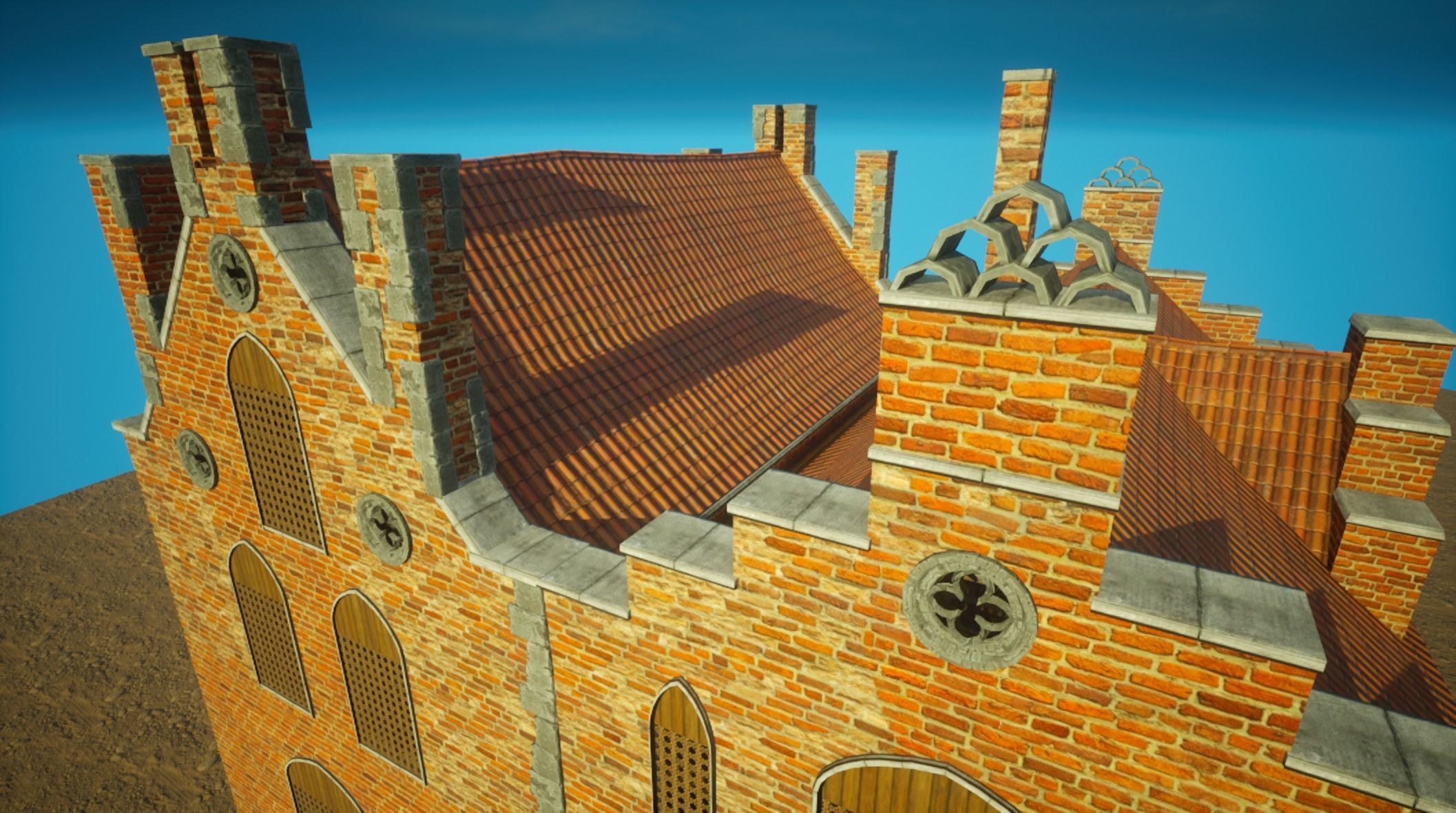 Medieval House library- interior and exterior design Low-poly 3D model_10