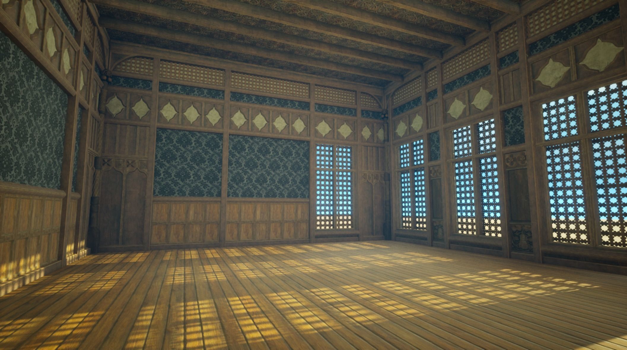 Medieval House library- interior and exterior design Low-poly 3D model_35