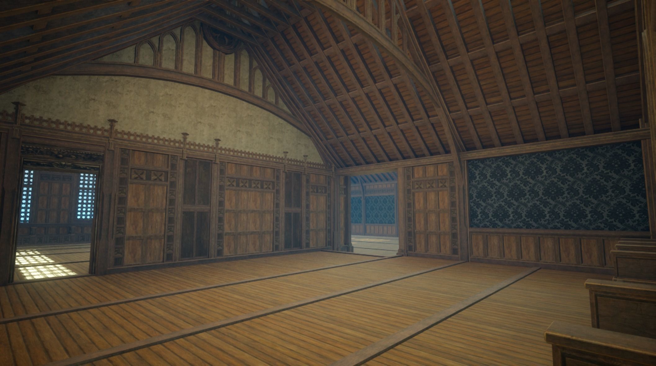 Medieval House library- interior and exterior design Low-poly 3D model_58