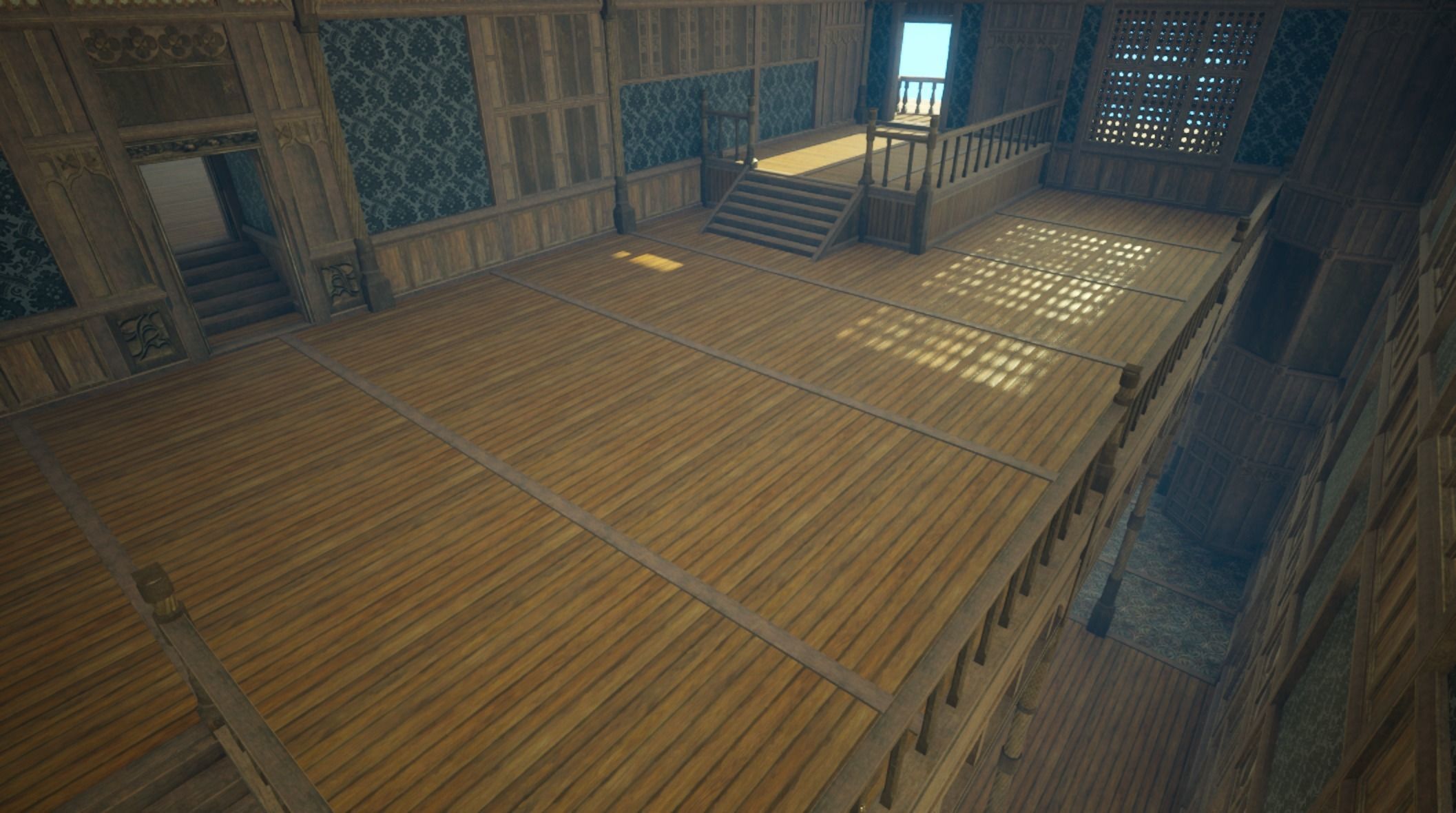 Medieval House library- interior and exterior design Low-poly 3D model_63
