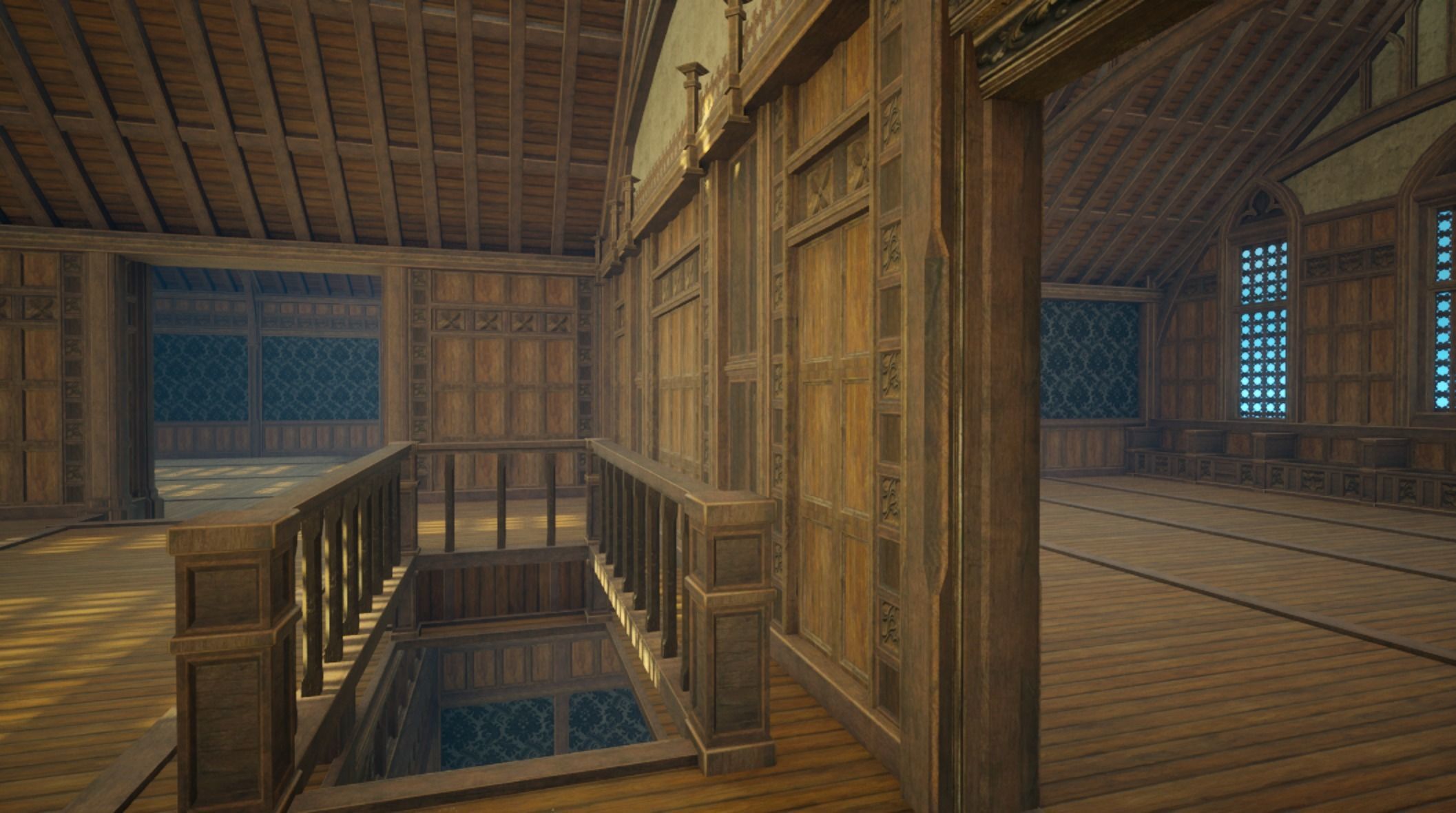 Medieval House library- interior and exterior design Low-poly 3D model_59