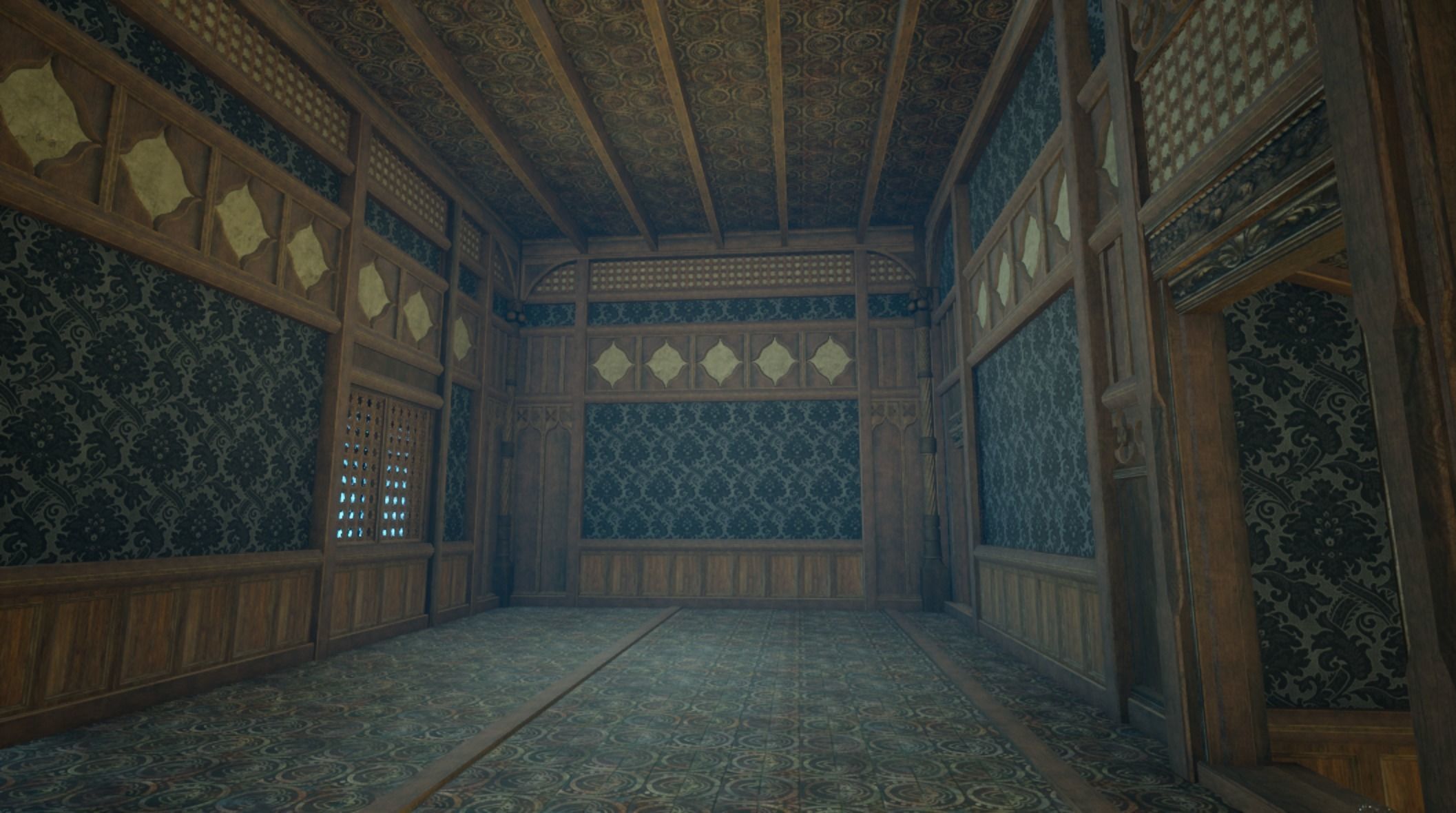 Medieval House library- interior and exterior design Low-poly 3D model_37