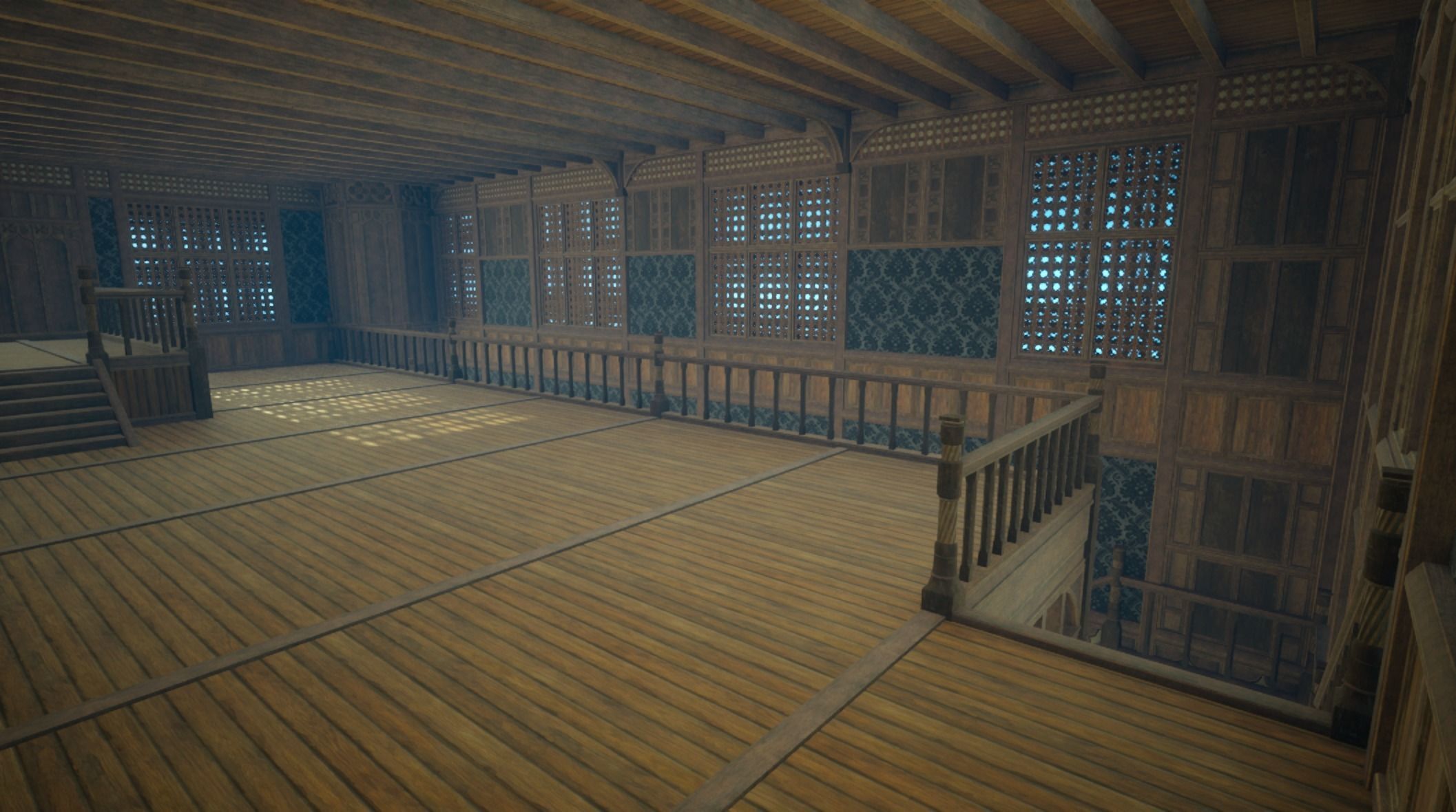 Medieval House library- interior and exterior design Low-poly 3D model_24