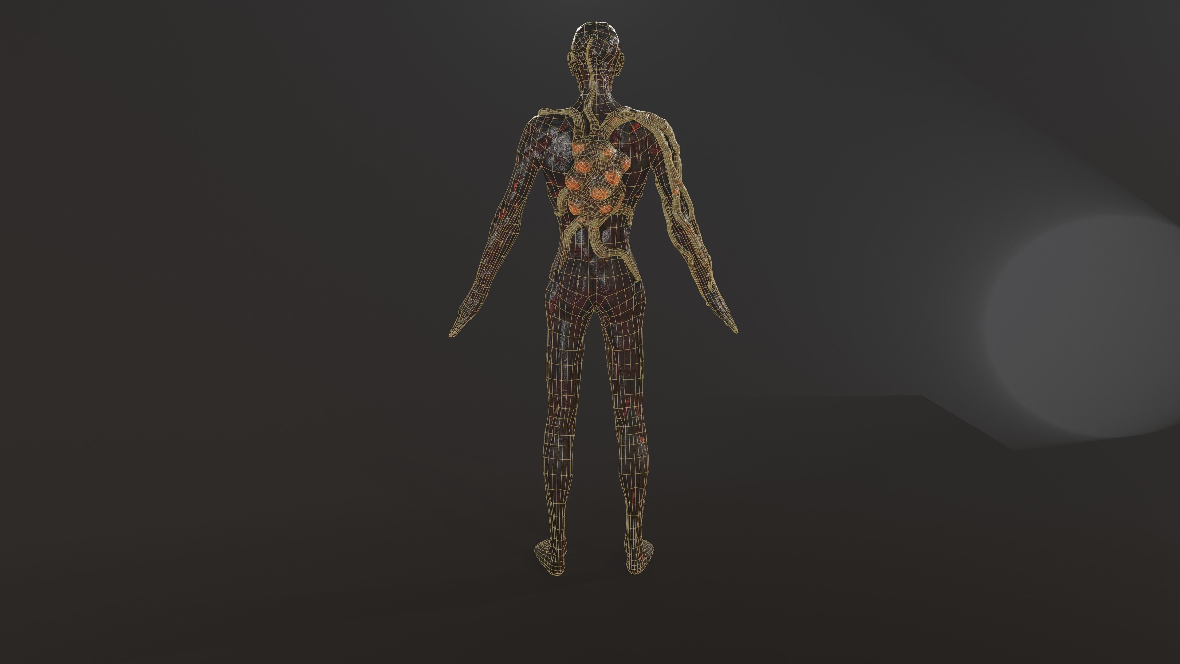 Zombie human skeleton Low-poly 3D model_34