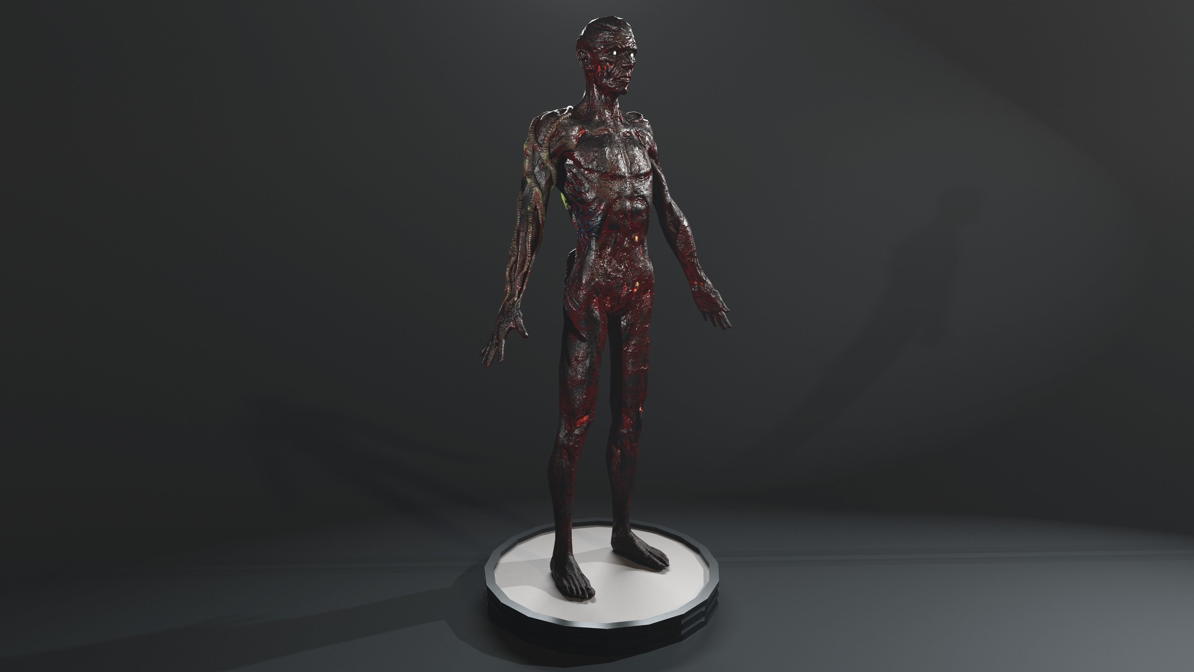 Zombie human skeleton Low-poly 3D model_6