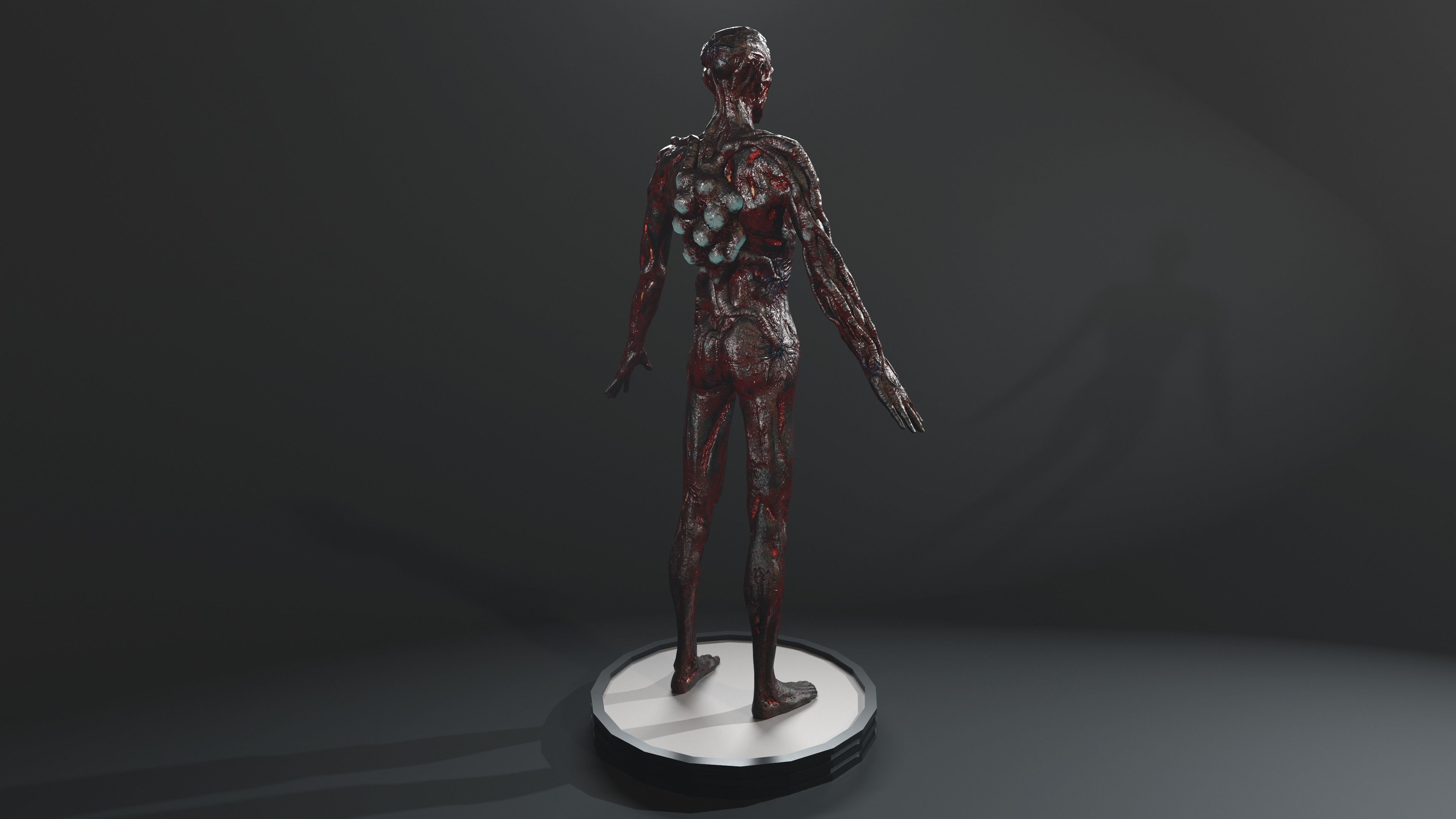 Zombie human skeleton Low-poly 3D model_10