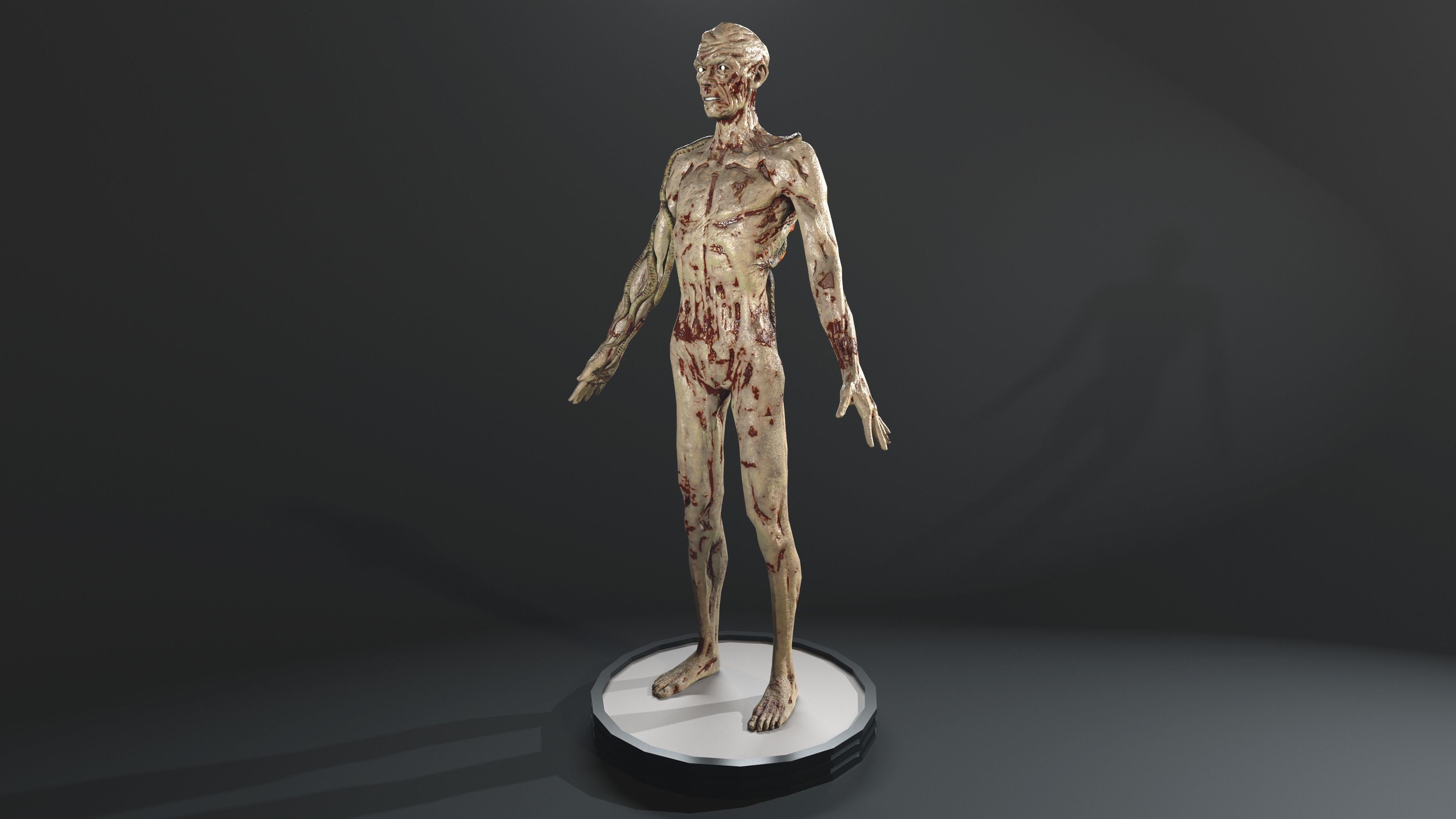 Zombie human skeleton Low-poly 3D model_15