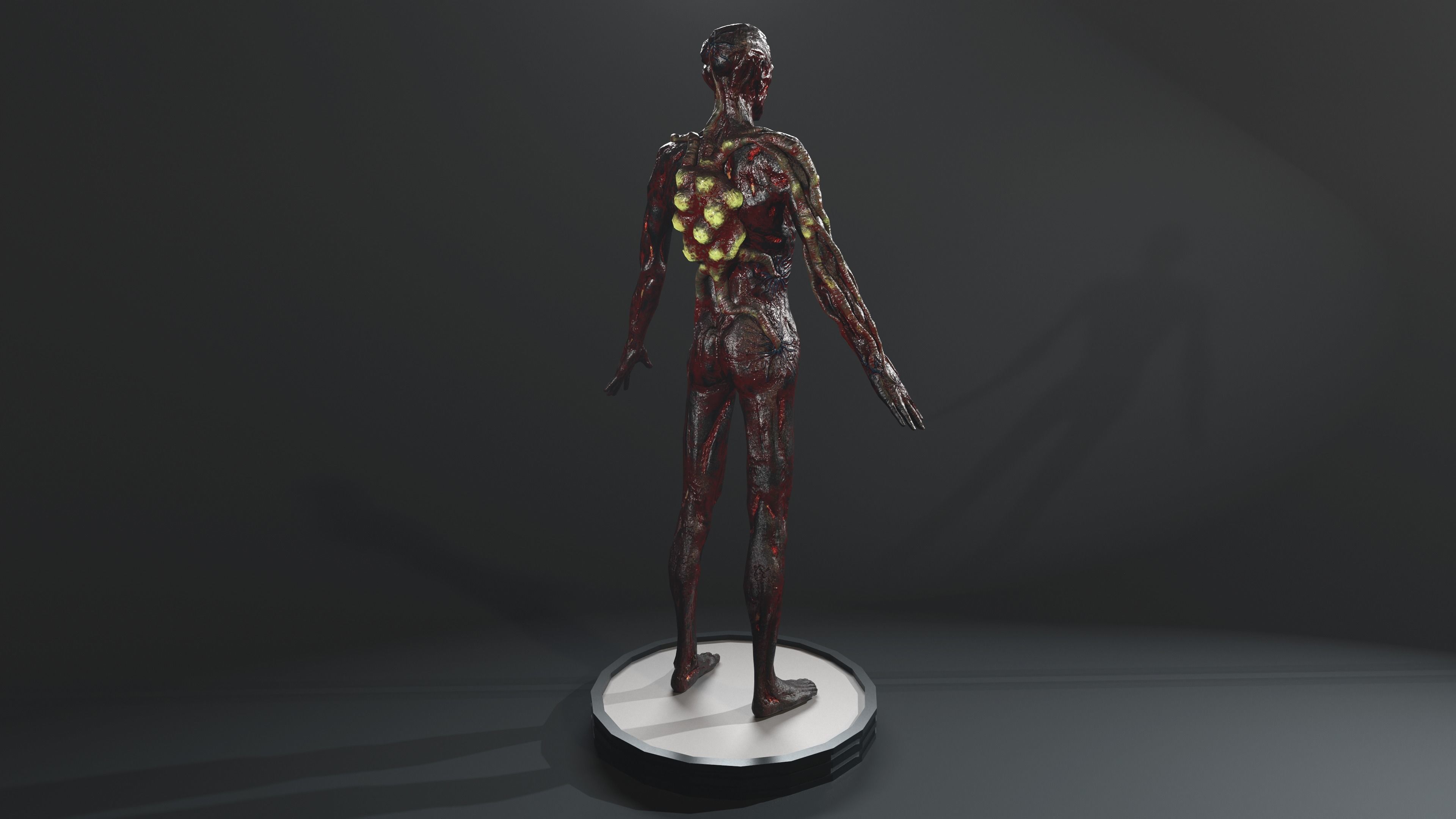 Zombie human skeleton Low-poly 3D model_7