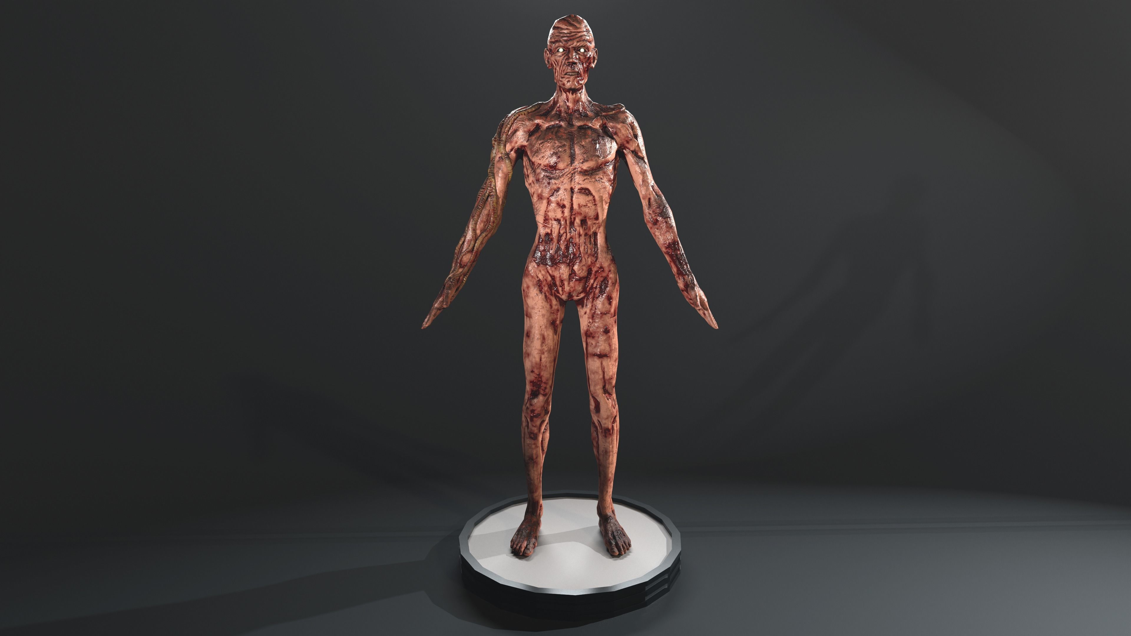 Zombie human skeleton Low-poly 3D model_20