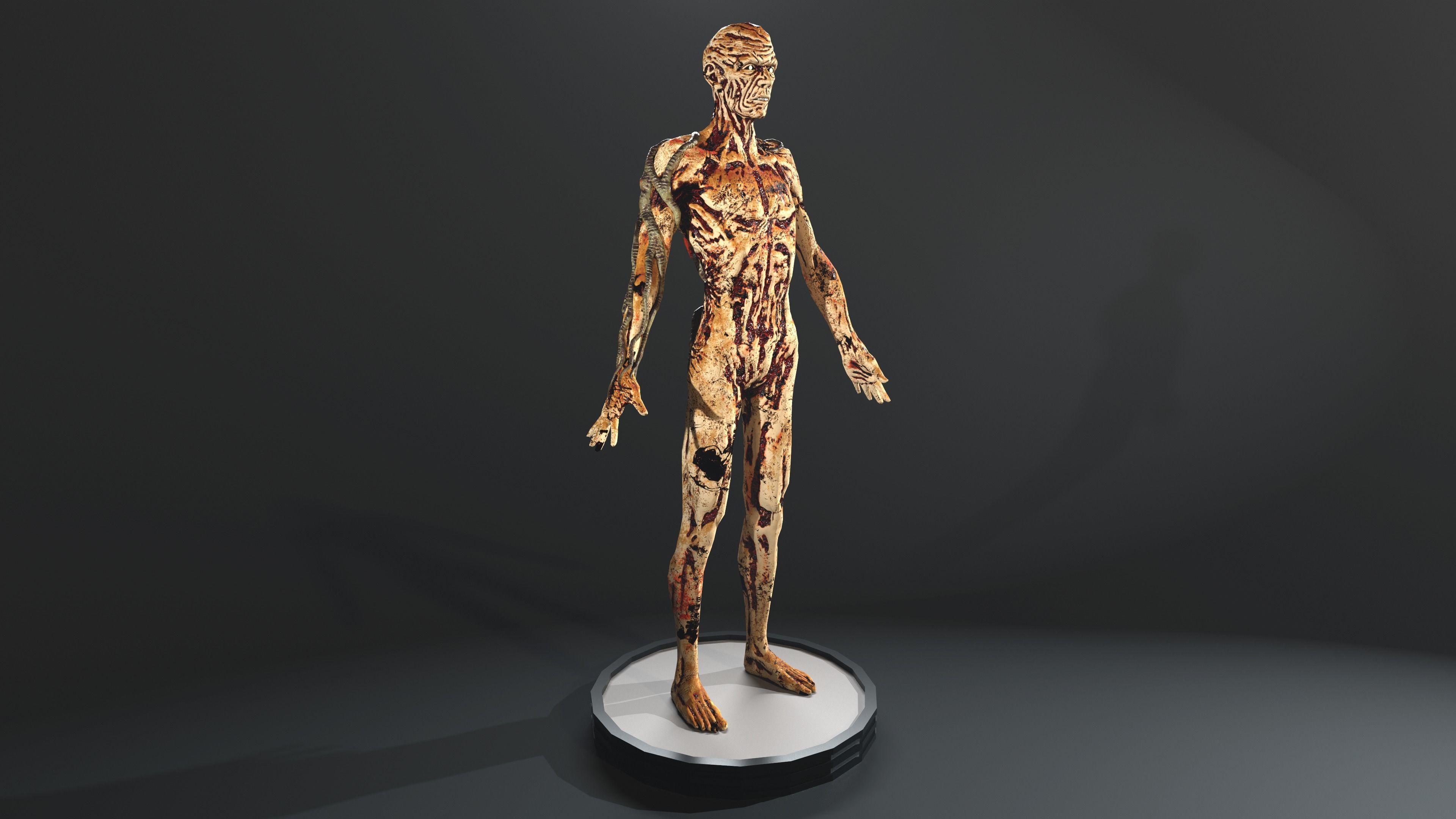 Zombie human skeleton Low-poly 3D model_19