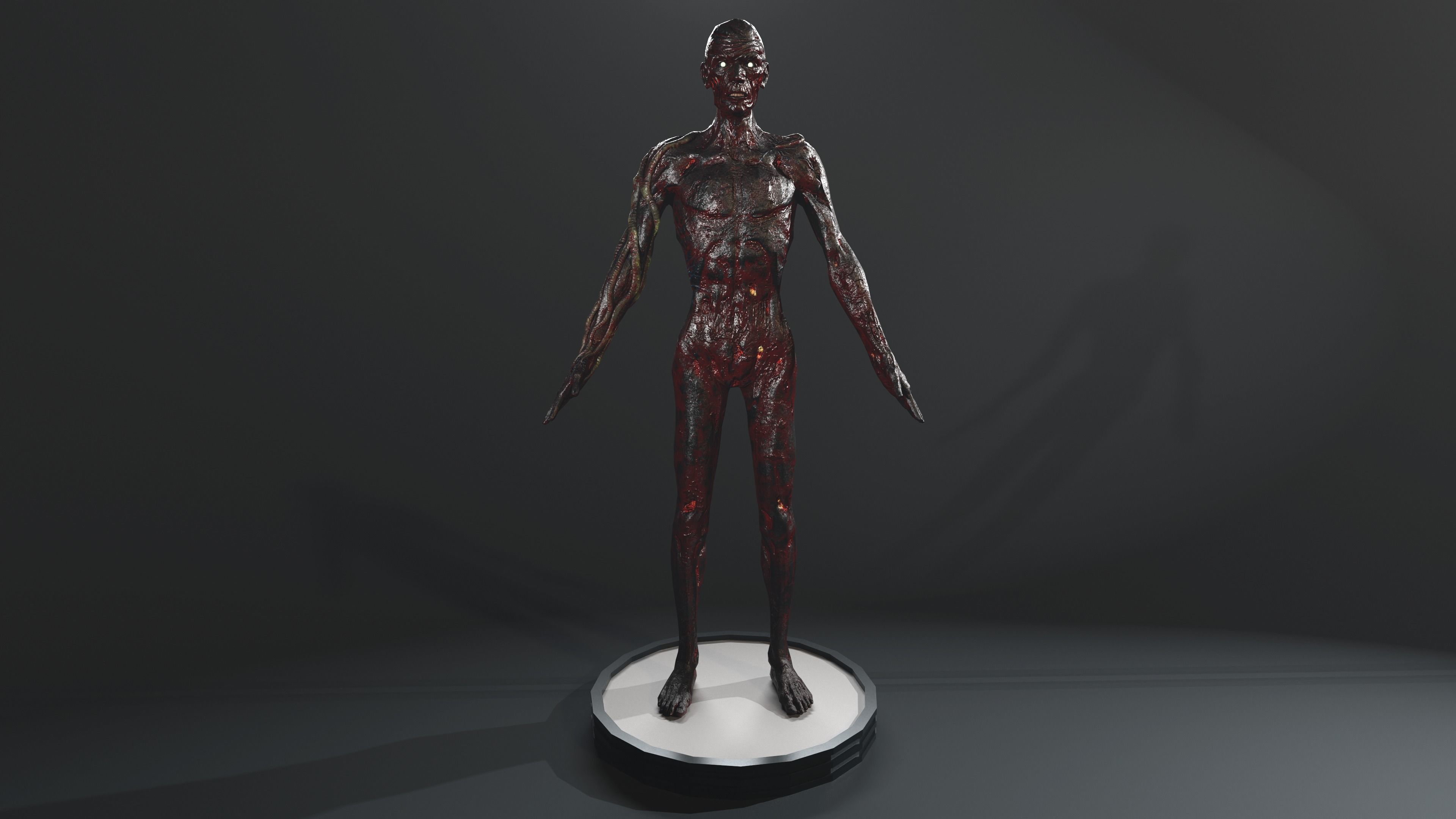 Zombie human skeleton Low-poly 3D model_4