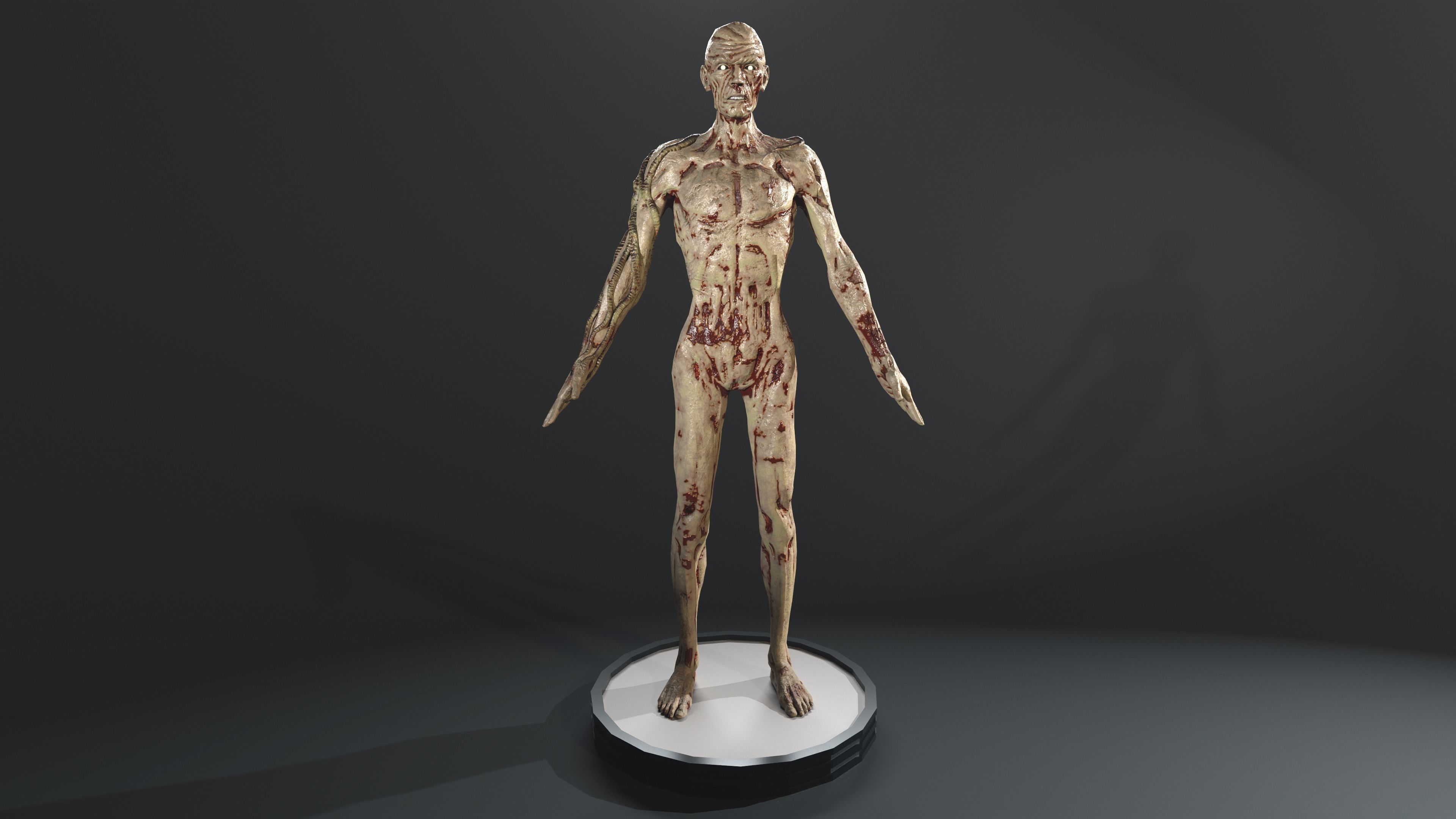 Zombie human skeleton Low-poly 3D model_14