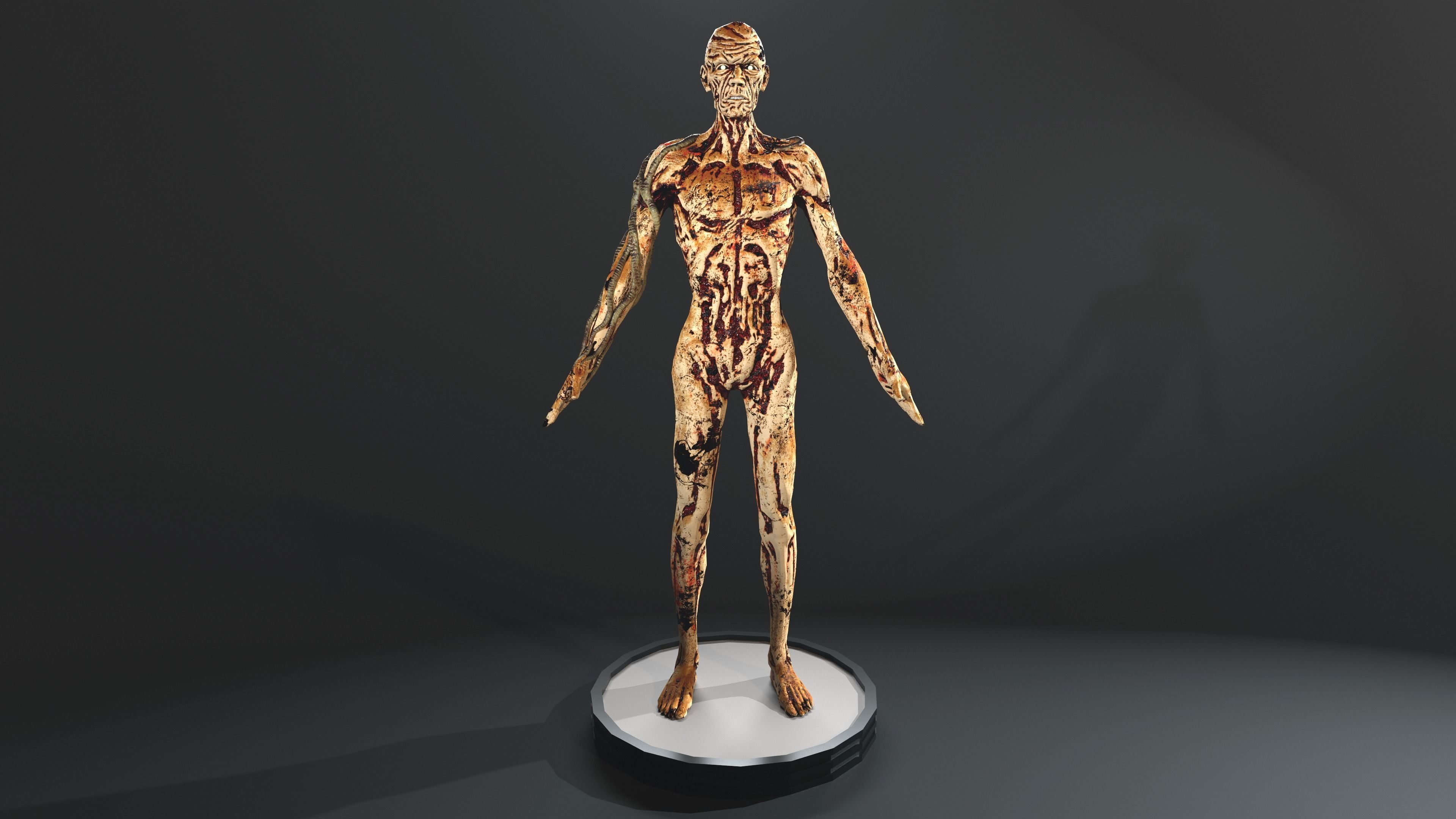 Zombie human skeleton Low-poly 3D model_18