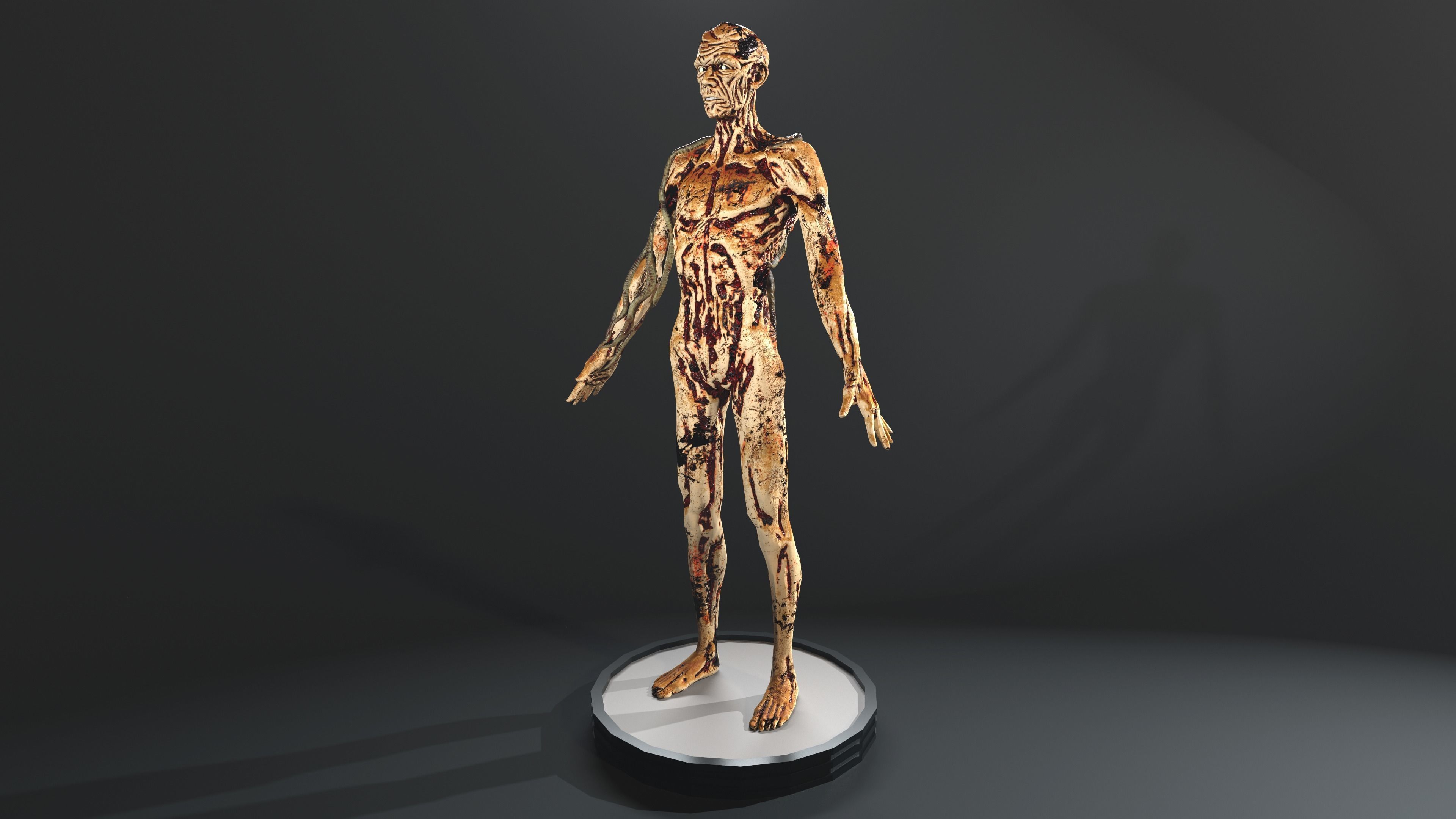 Zombie human skeleton Low-poly 3D model_17