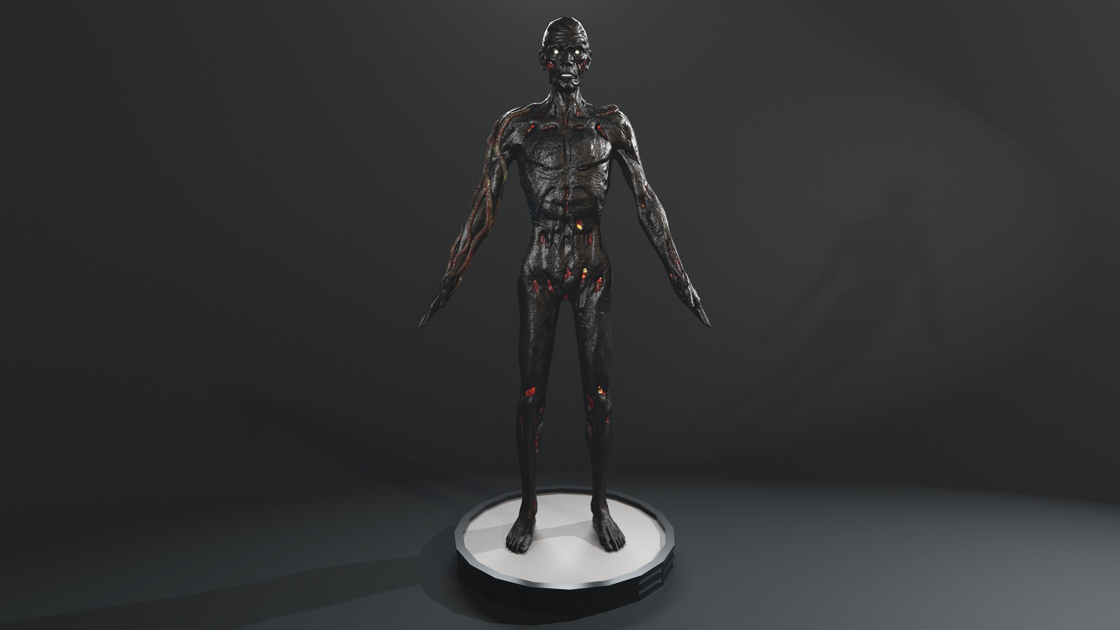 Zombie human skeleton Low-poly 3D model_30