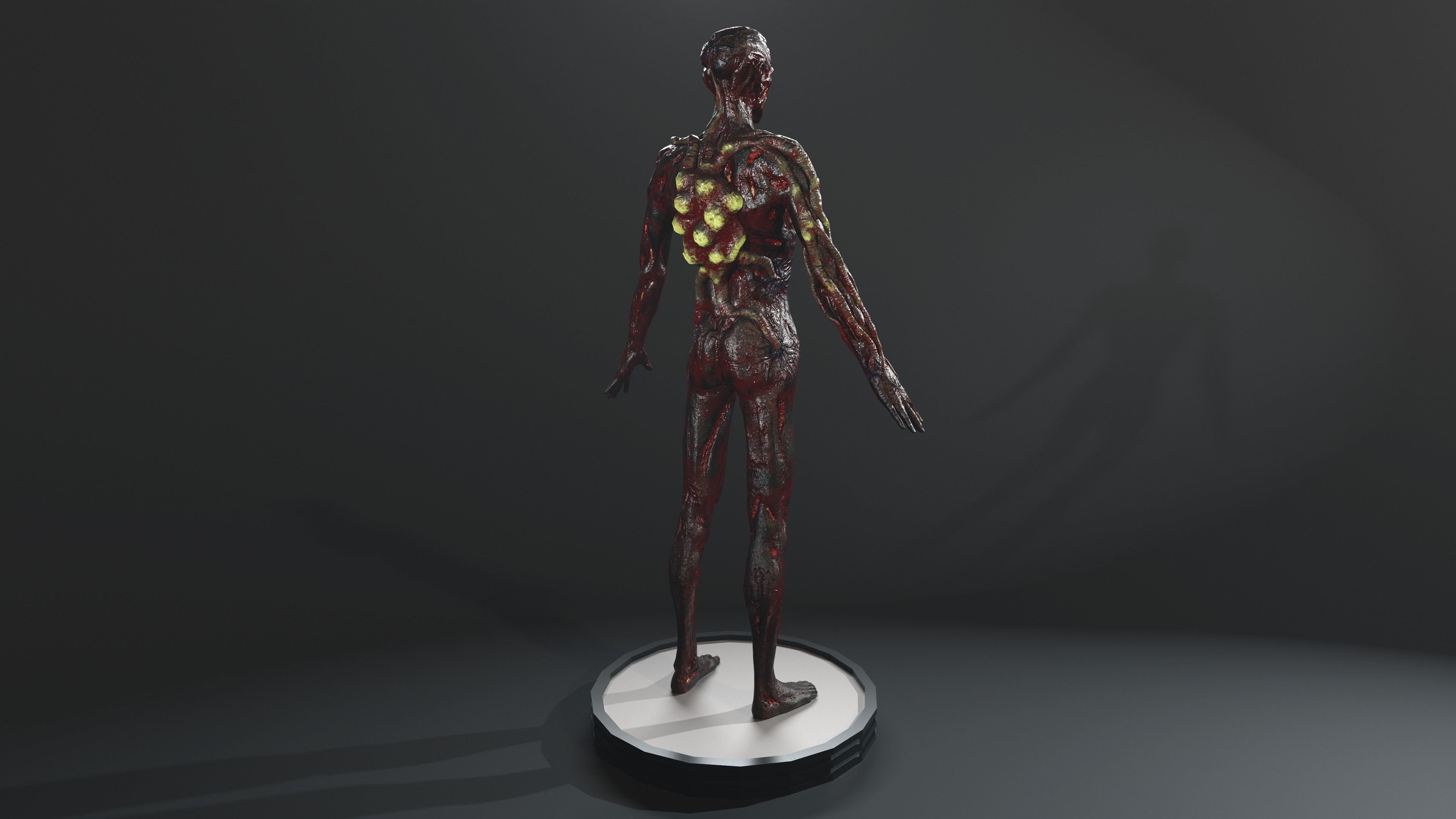 Zombie human skeleton Low-poly 3D model_11
