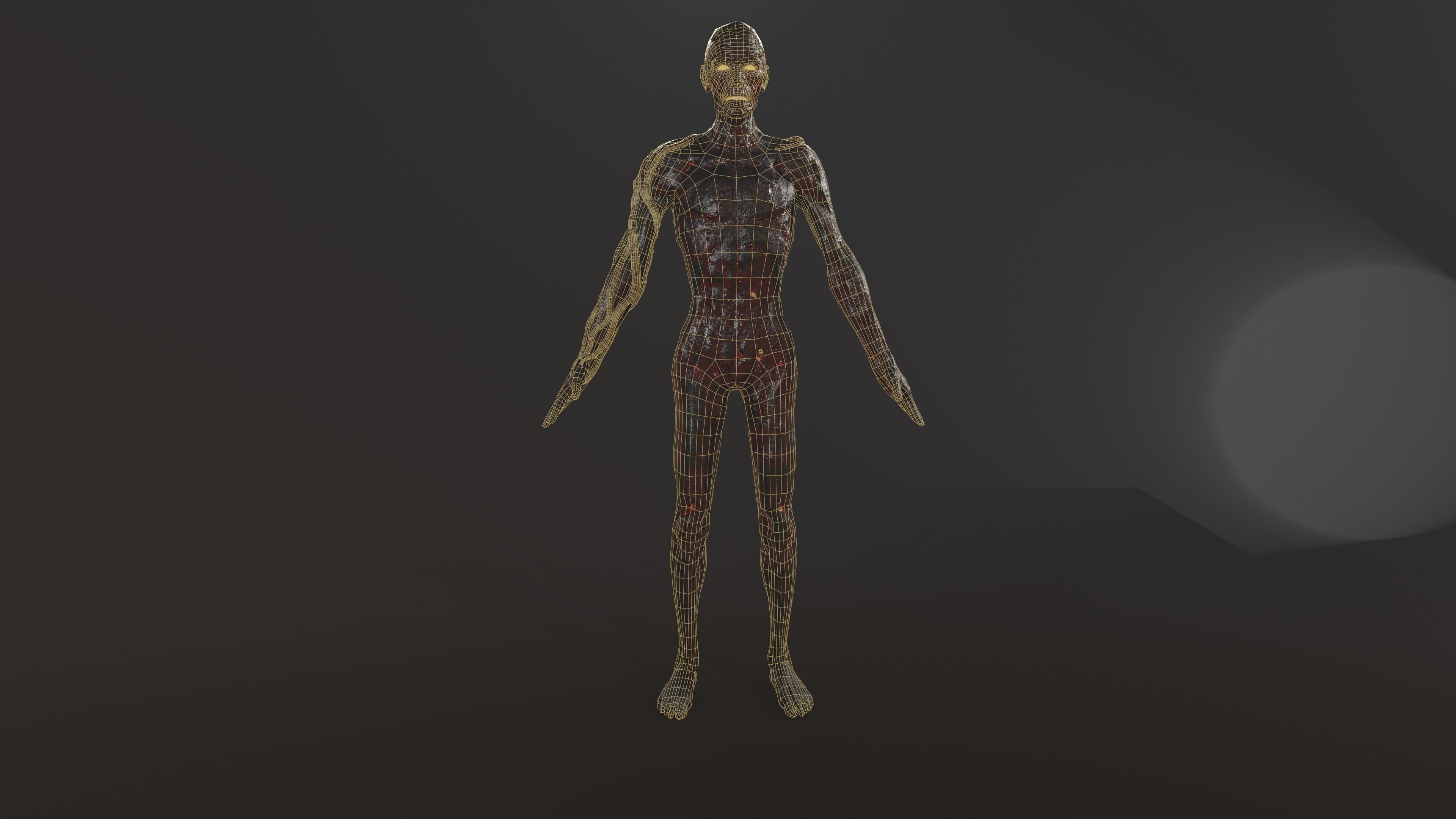 Zombie human skeleton Low-poly 3D model_33