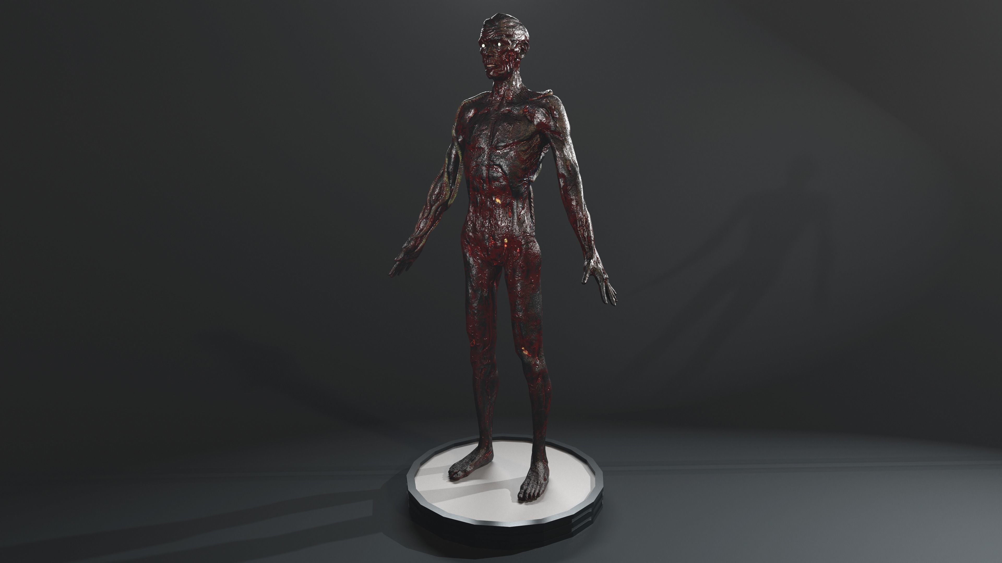 Zombie human skeleton Low-poly 3D model_5